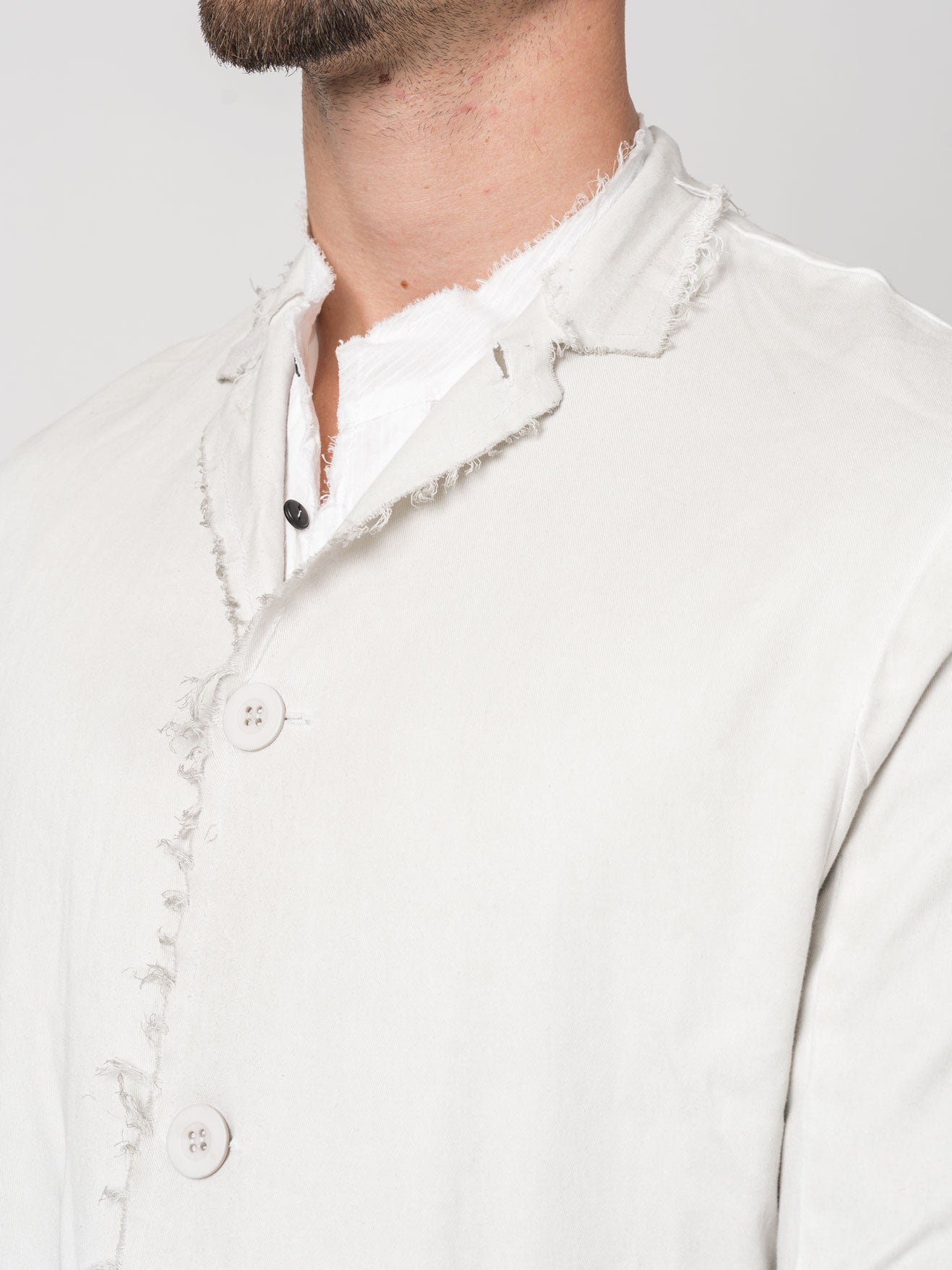 Frayed Edge Cotton Blazer - by AITO
