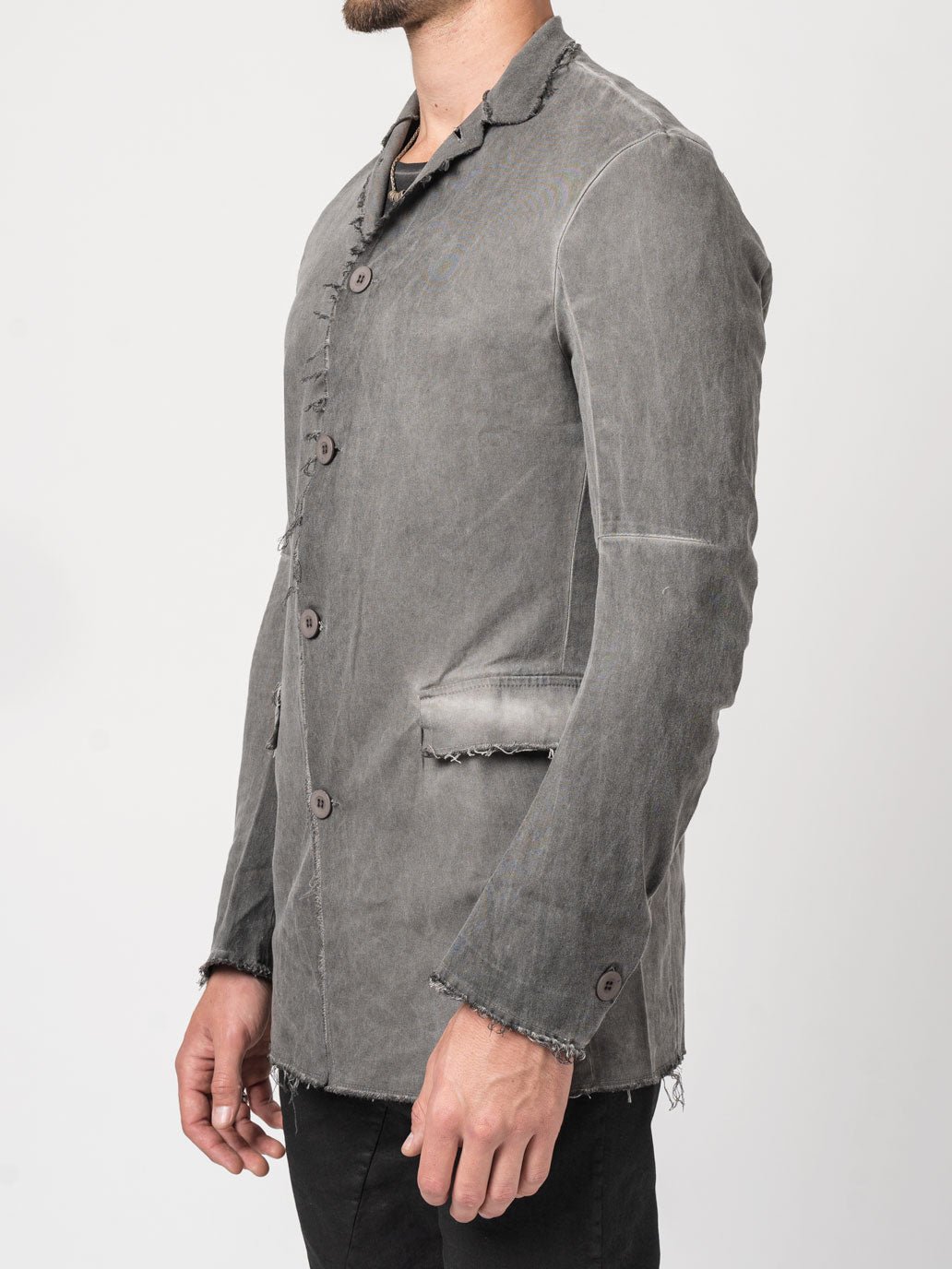 Frayed Edge Cotton Blazer - by AITO