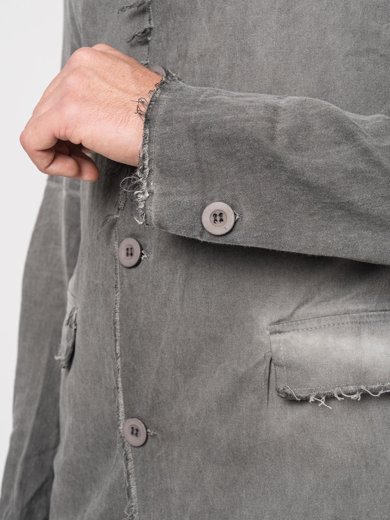 Frayed Edge Cotton Blazer - by AITO
