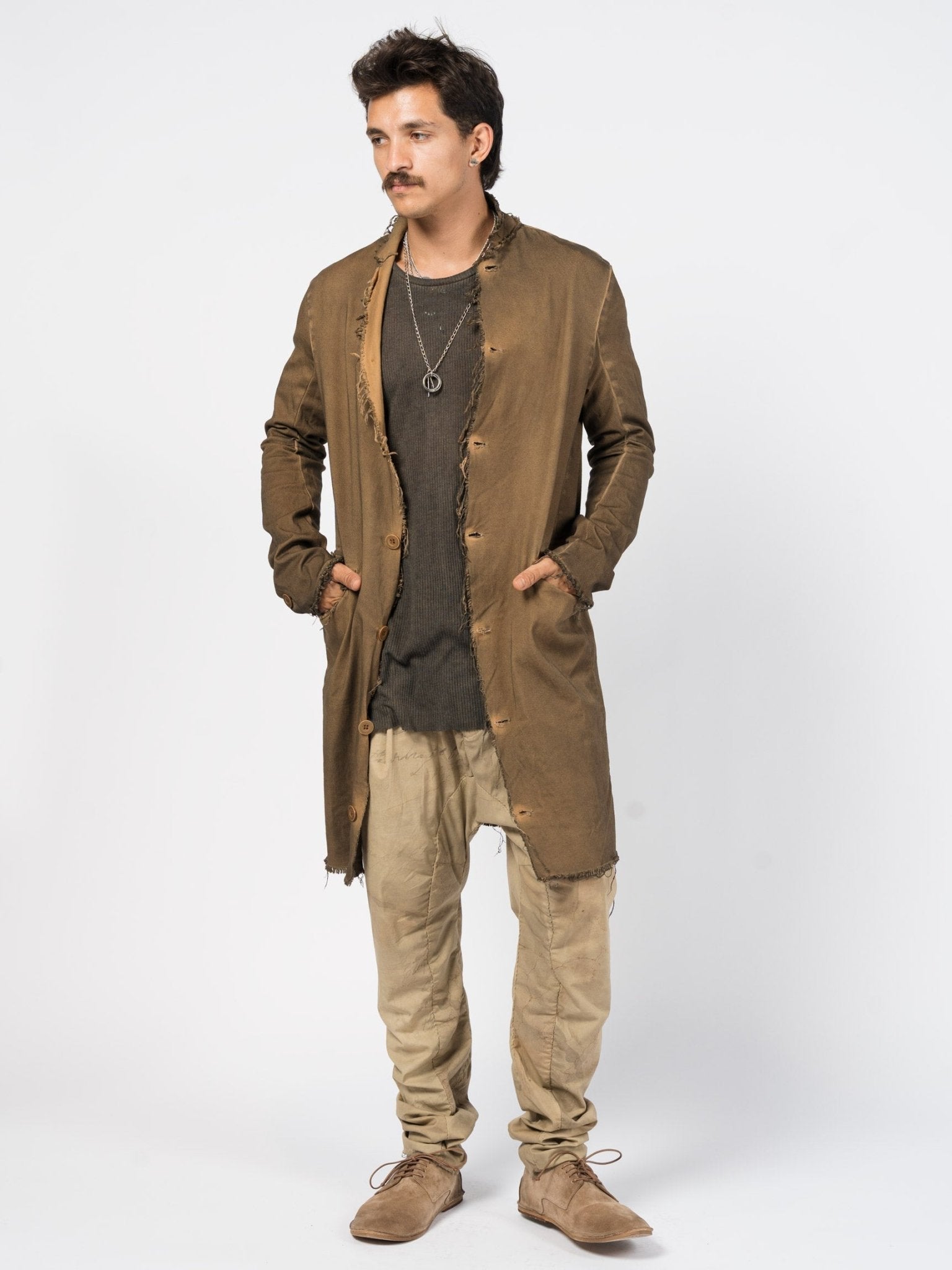 Frayed Edge Cotton Coat - by AITO