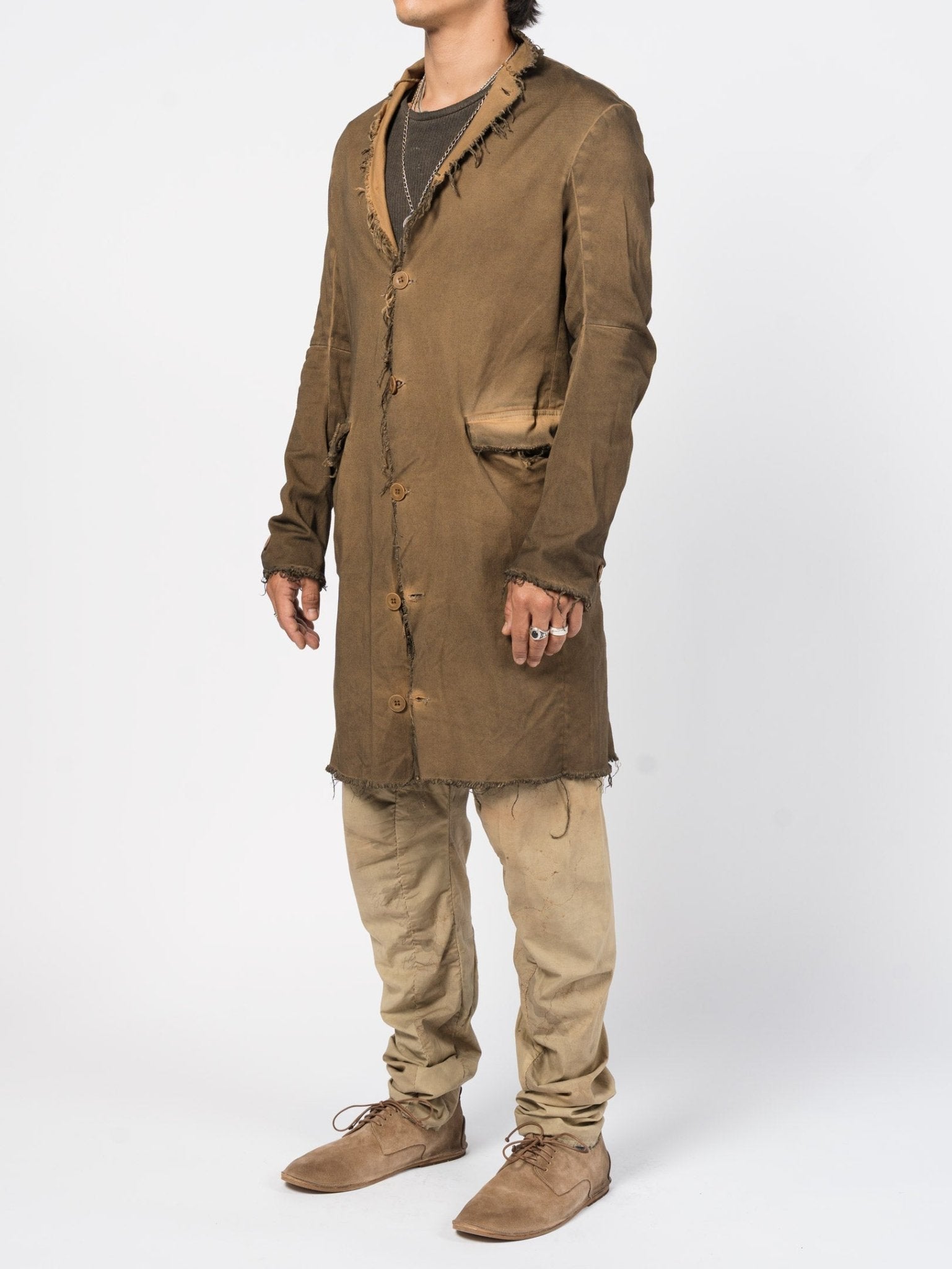 Frayed Edge Cotton Coat - by AITO