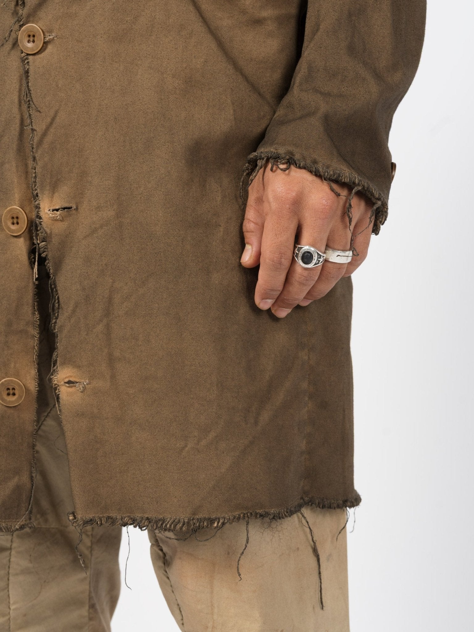 Frayed Edge Cotton Coat - by AITO
