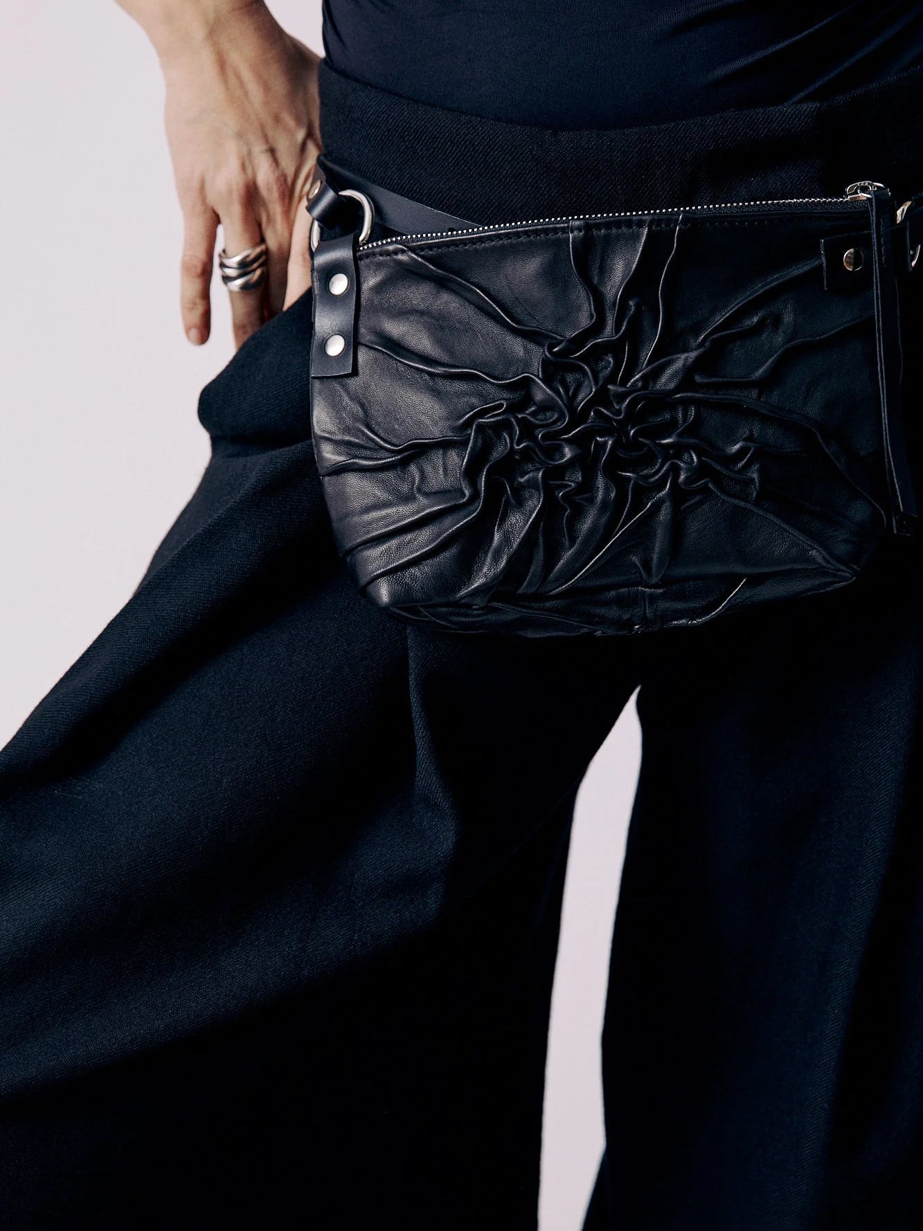 Gathered Leather Multiway Bag - by NOAM