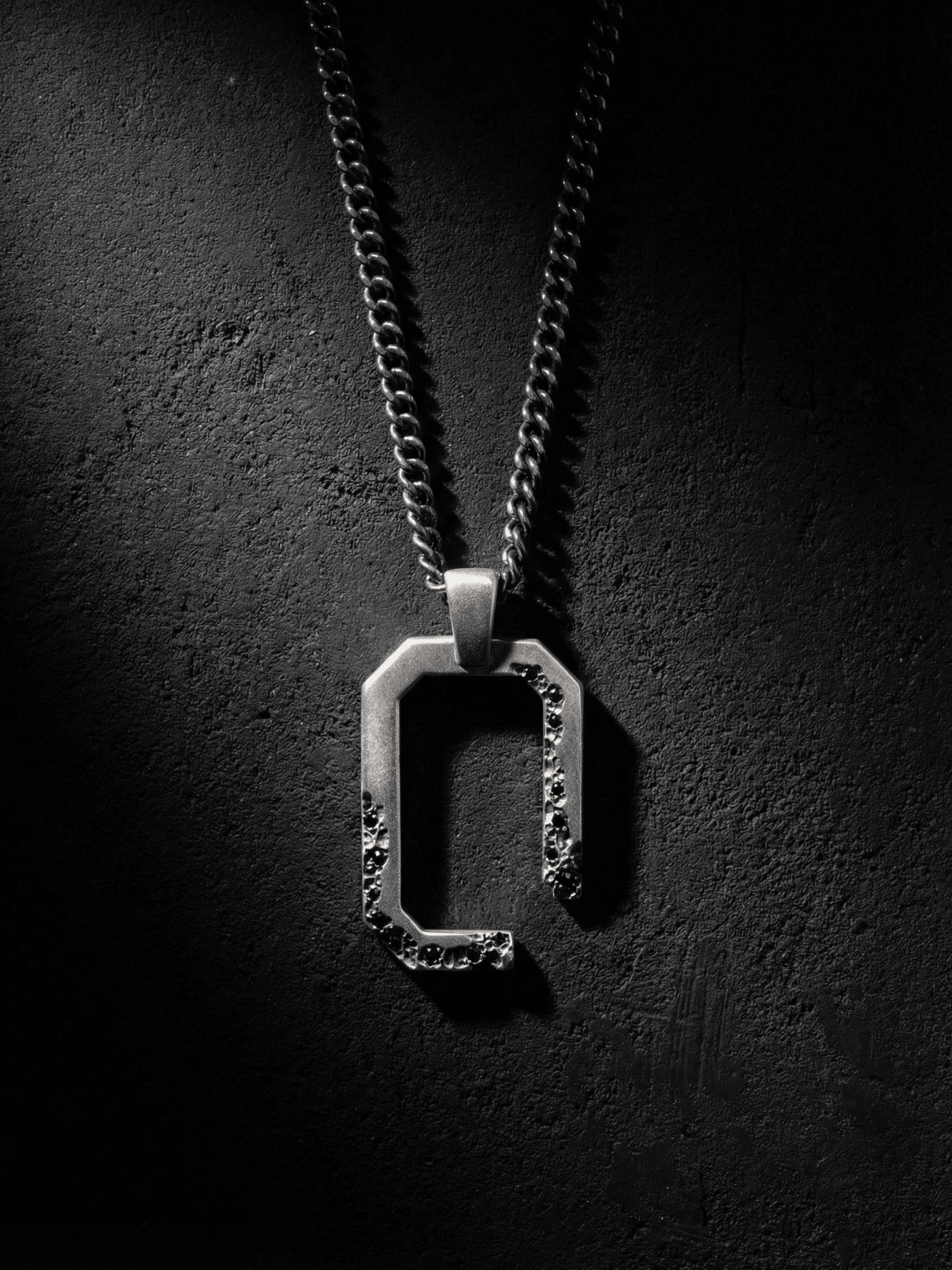 Geometric Pendant Necklace with Black Diamonds - by AITO