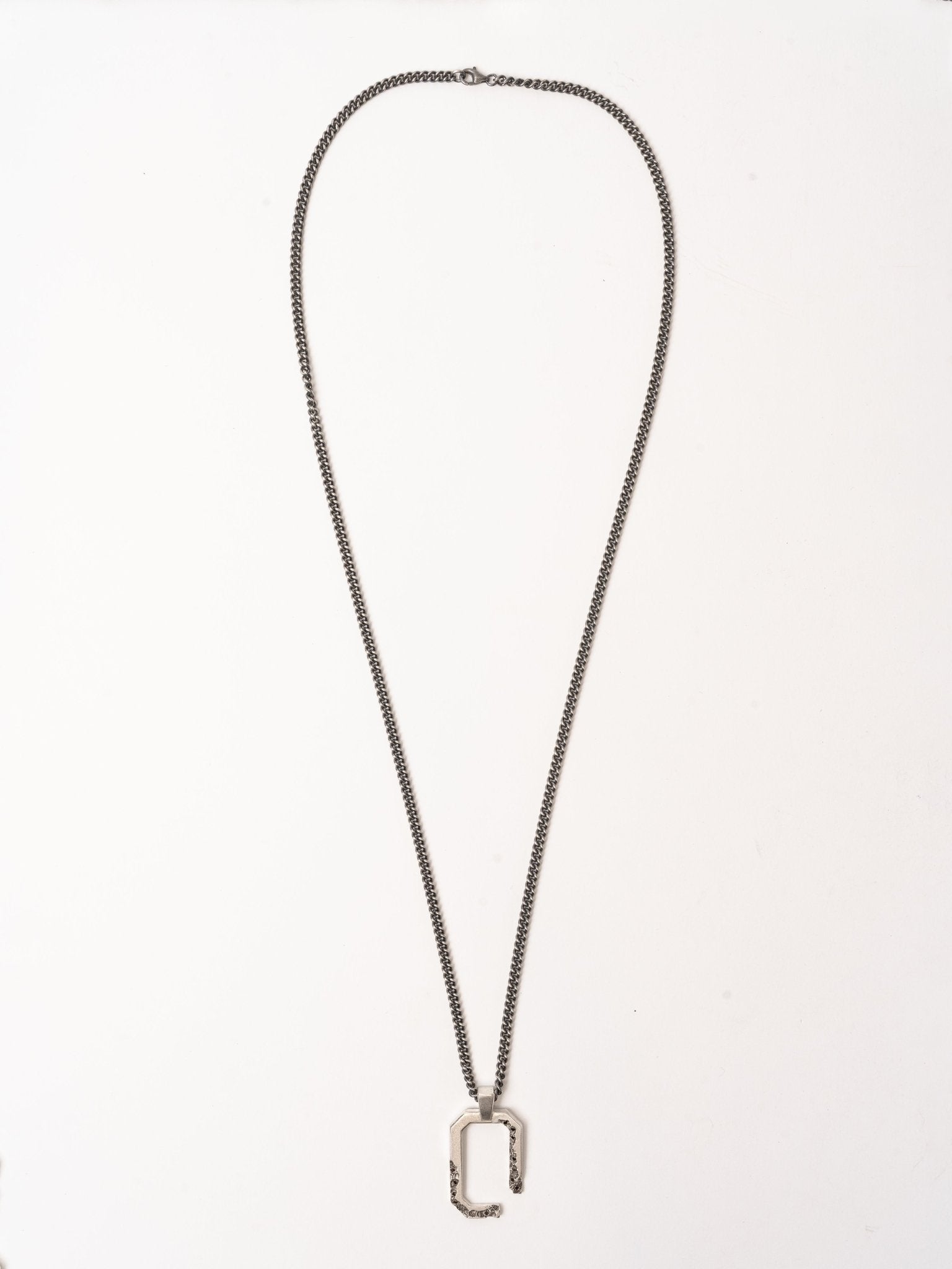 Geometric Pendant Necklace with Black Diamonds - by AITO