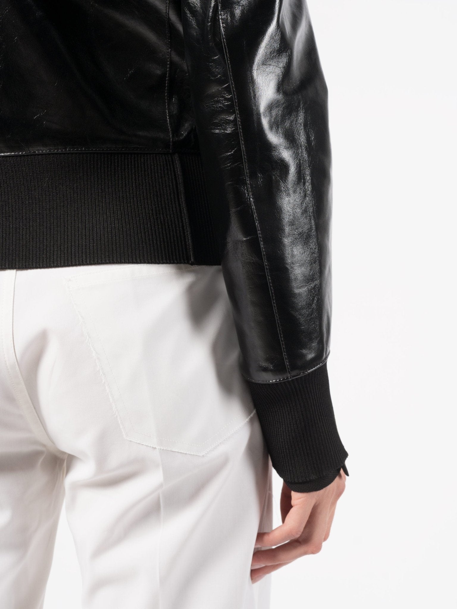 Glossed Leather Zip Jacket - by SAPIO