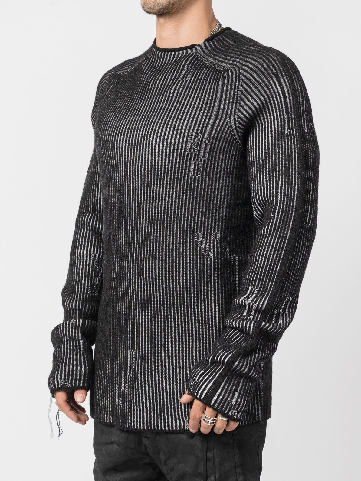 Heavy Wool Two - Tone Textured Knit - by MD75