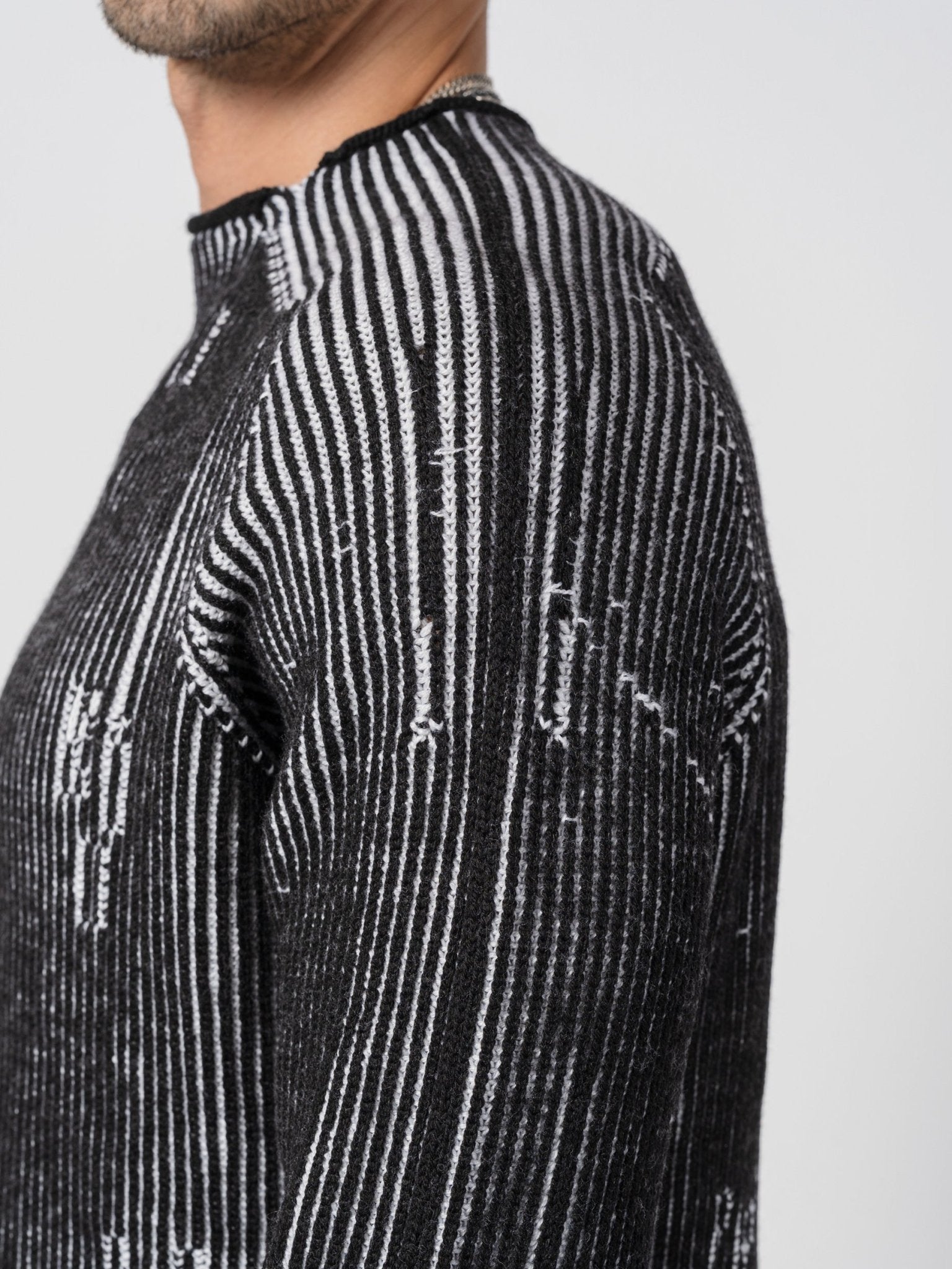 Heavy Wool Two - Tone Textured Knit - by MD75