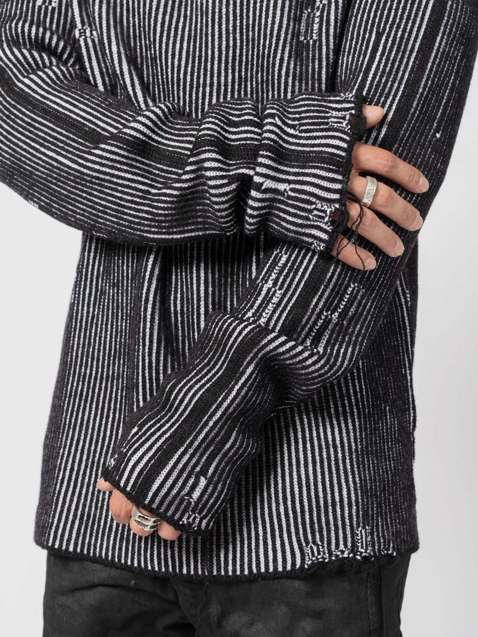 Heavy Wool Two - Tone Textured Knit - by MD75