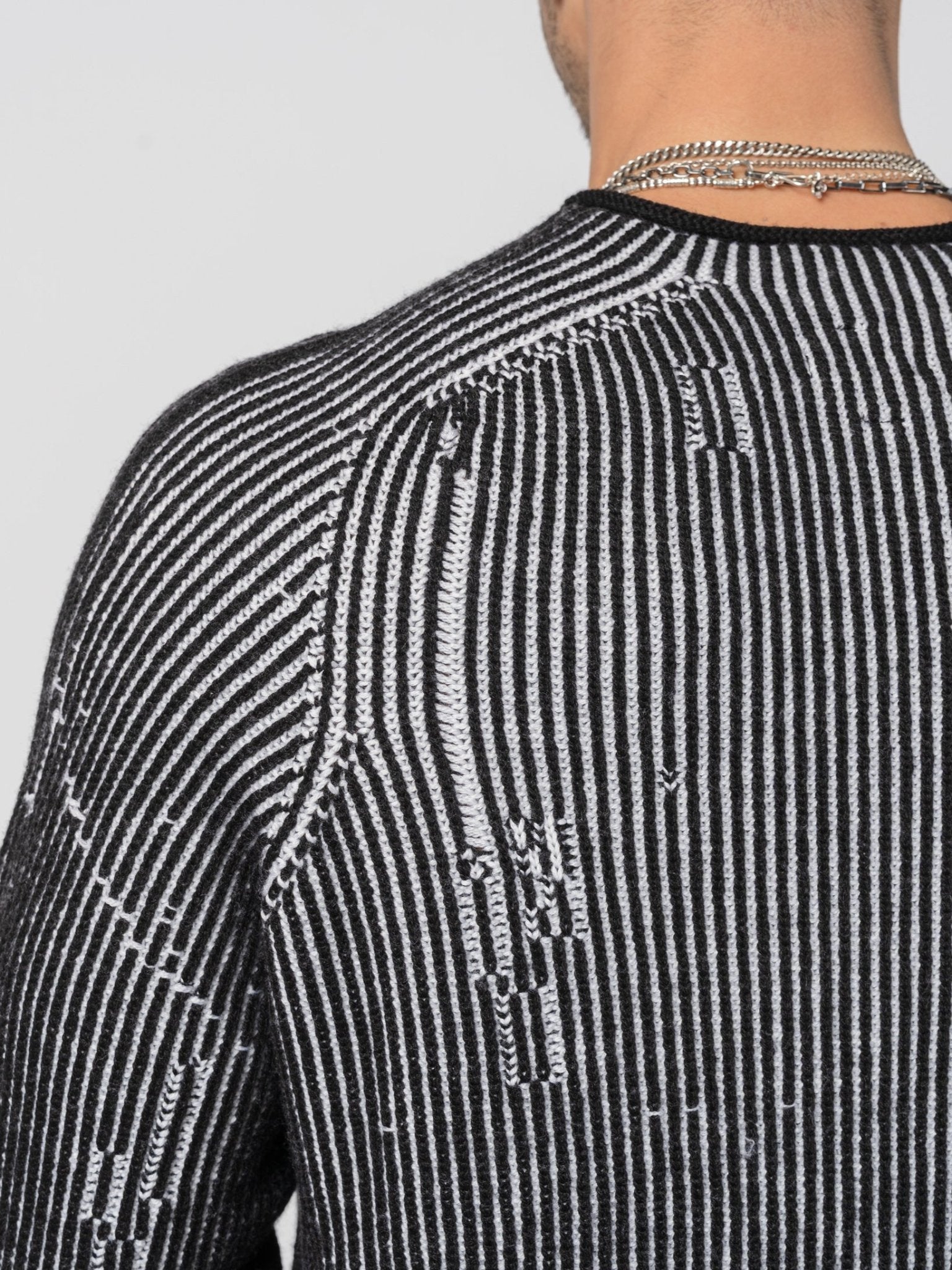 Heavy Wool Two - Tone Textured Knit - by MD75