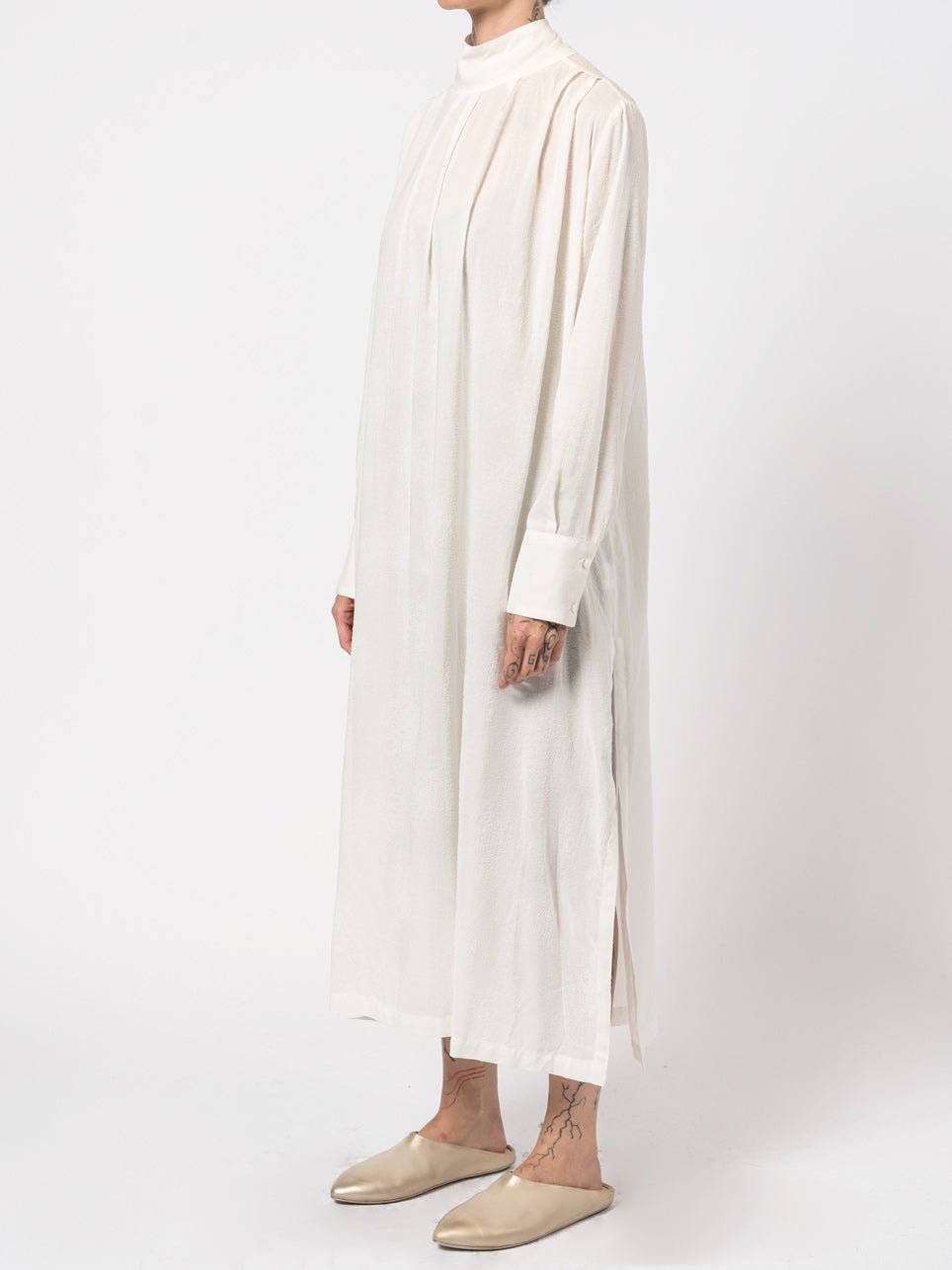 High - Neck Textured Long Dress - by NOSTRA SANTISSIMA