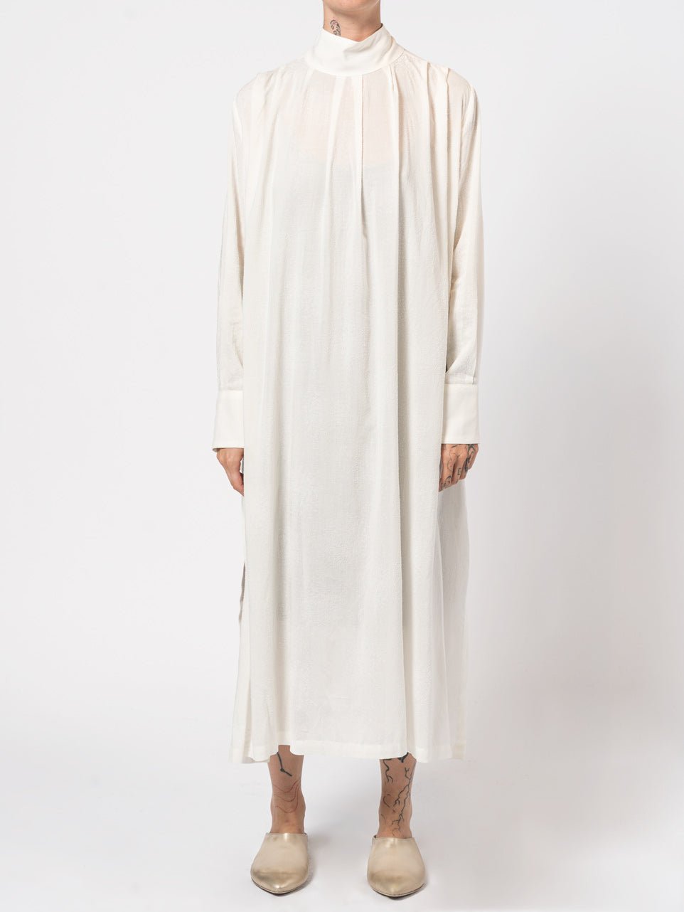 High - Neck Textured Long Dress - by NOSTRA SANTISSIMA