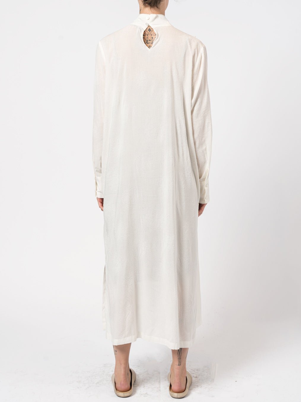 High - Neck Textured Long Dress - by NOSTRA SANTISSIMA