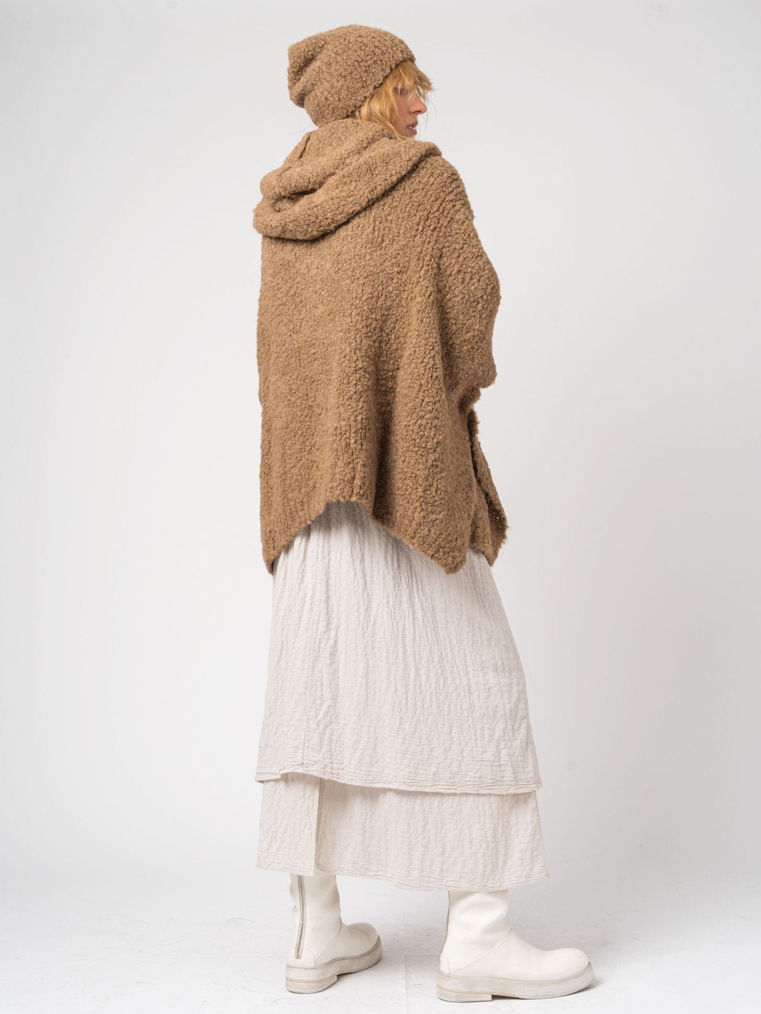 Hooded Knit Cape - by TANDEM
