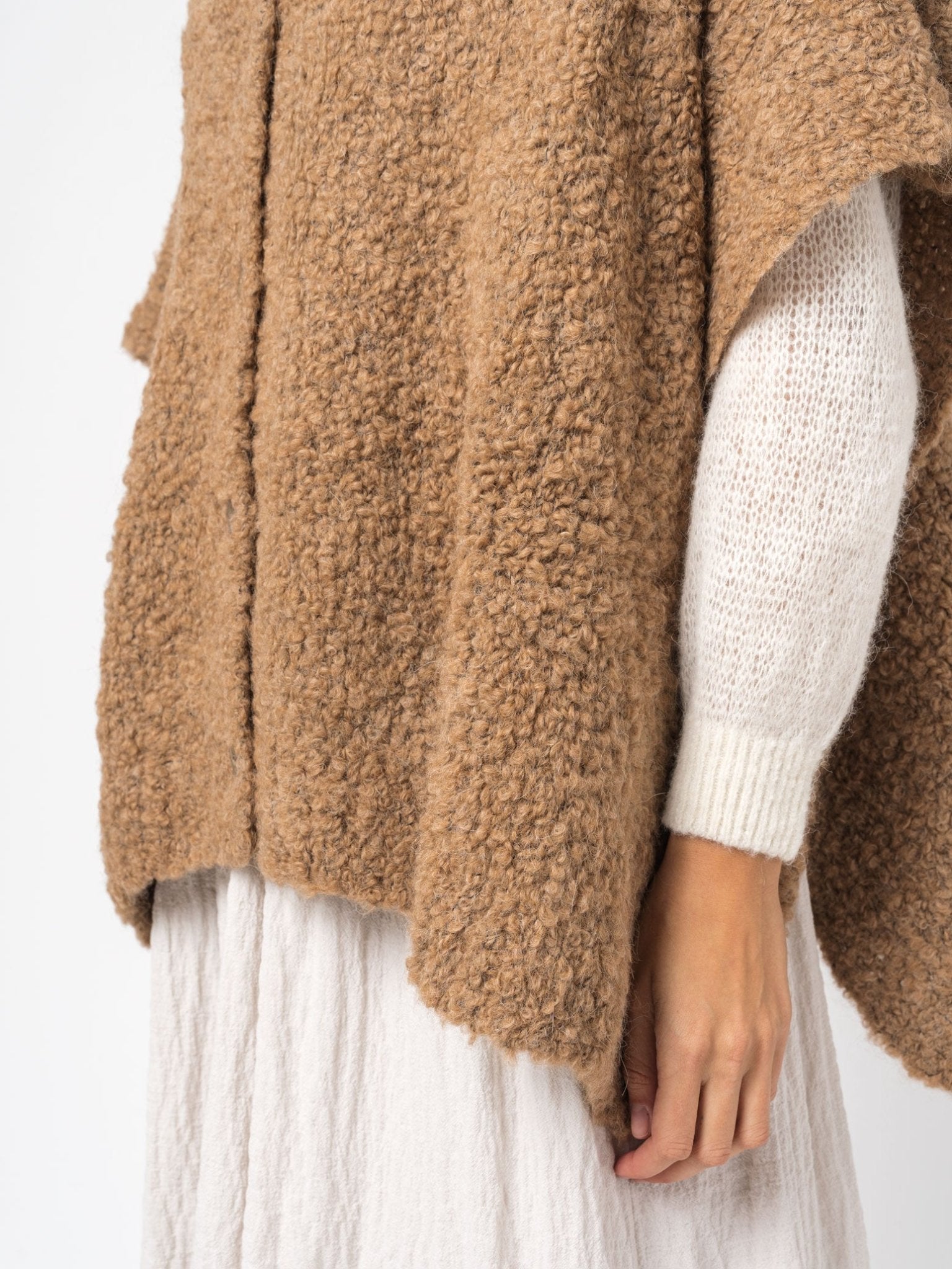 Hooded Knit Cape - by TANDEM
