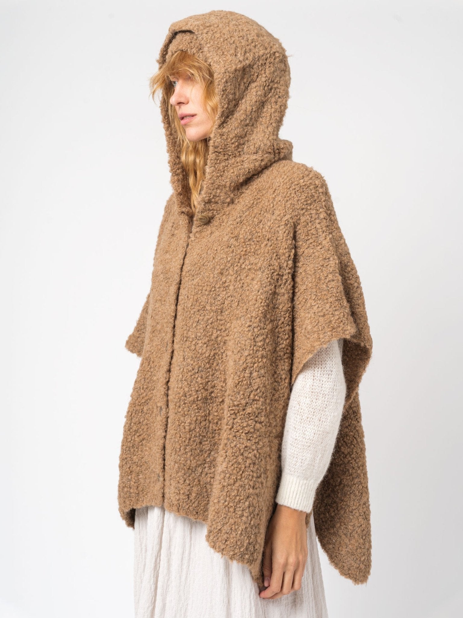 Hooded Knit Cape - by TANDEM