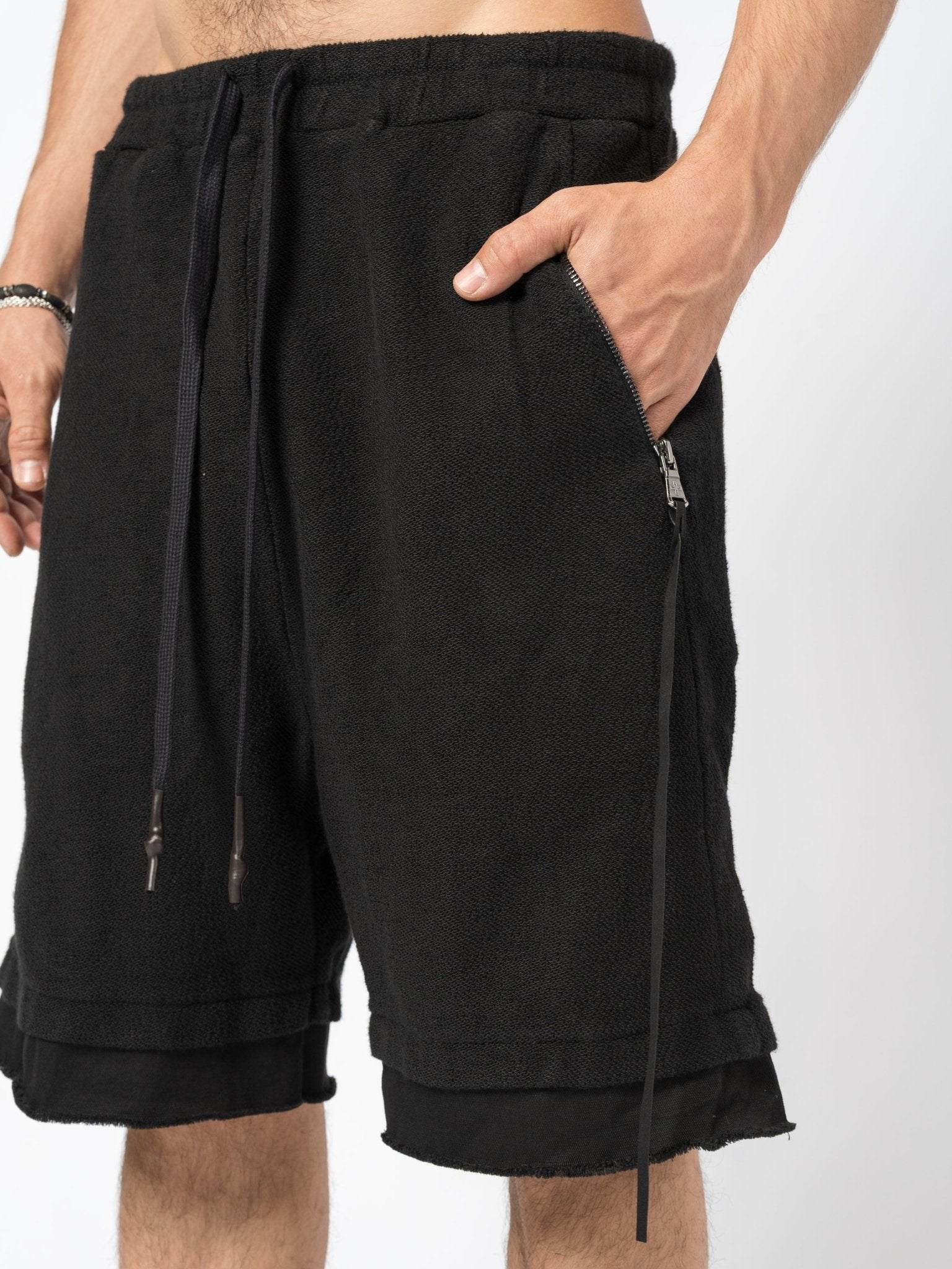 Layered Cotton Terry Shorts - by MD75