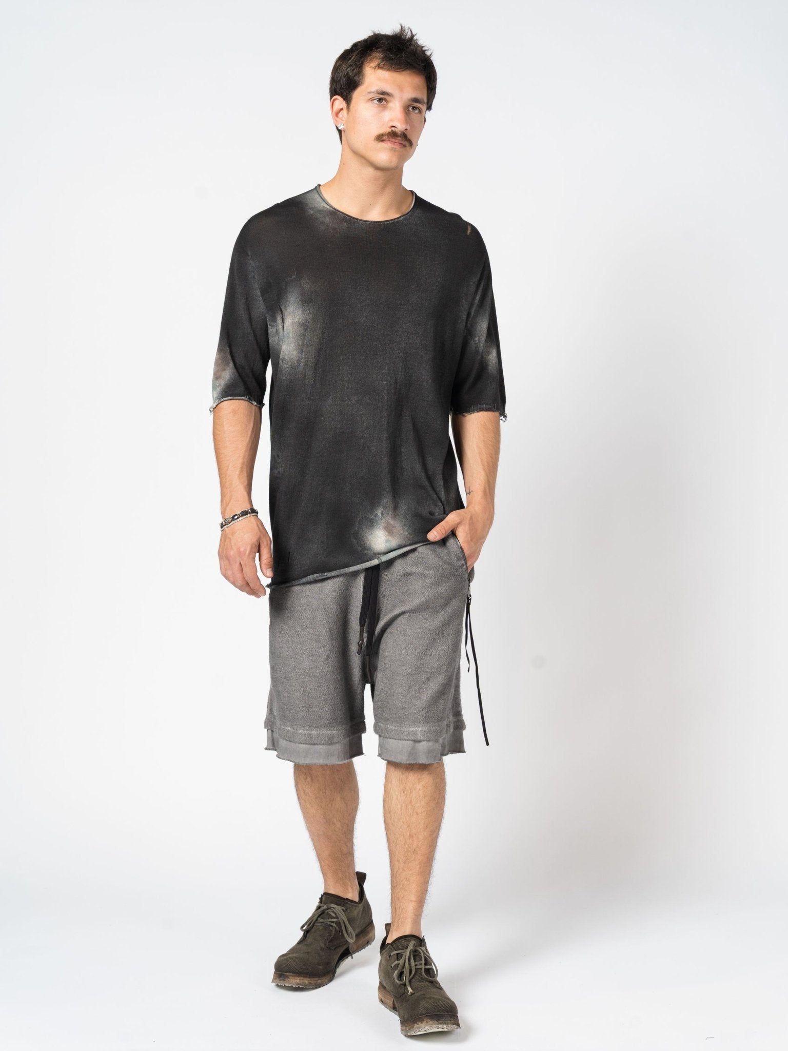 Layered Cotton Terry Shorts - by MD75