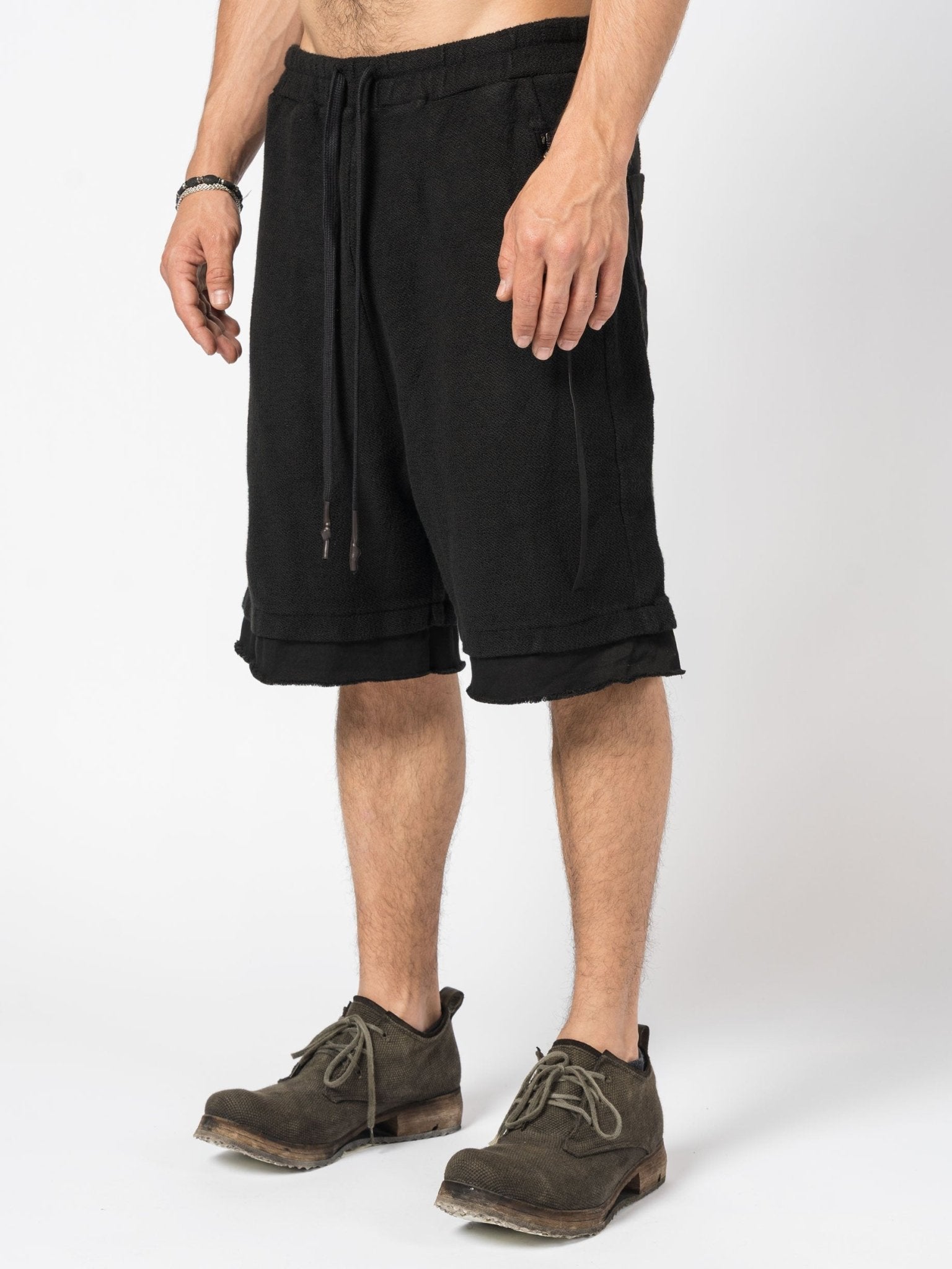 Layered Cotton Terry Shorts - by MD75