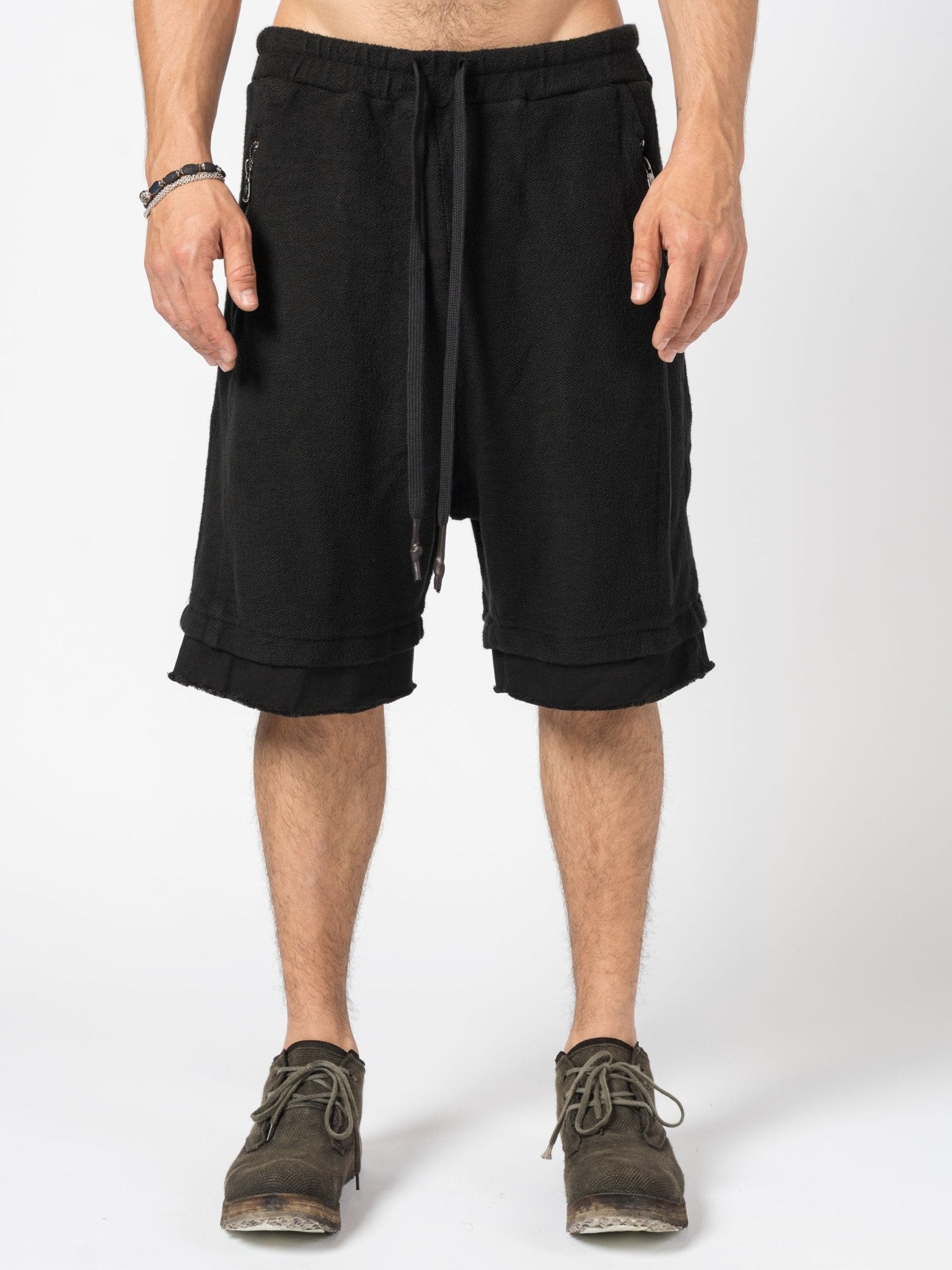 Layered Cotton Terry Shorts - by MD75