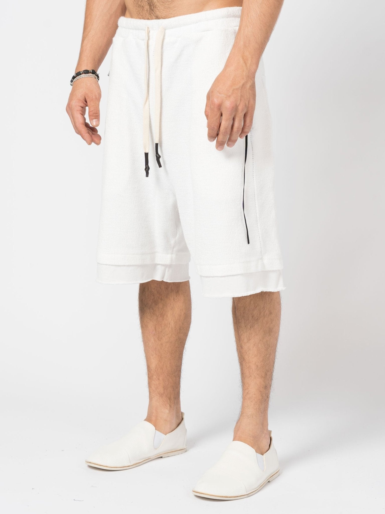Layered Cotton Terry Shorts - by MD75