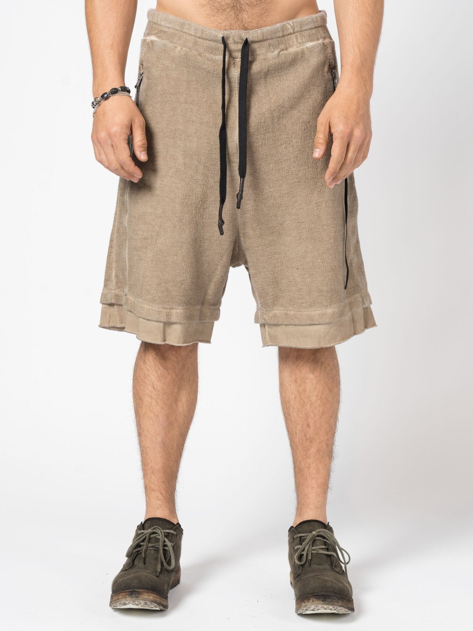 Layered Cotton Terry Shorts - by MD75