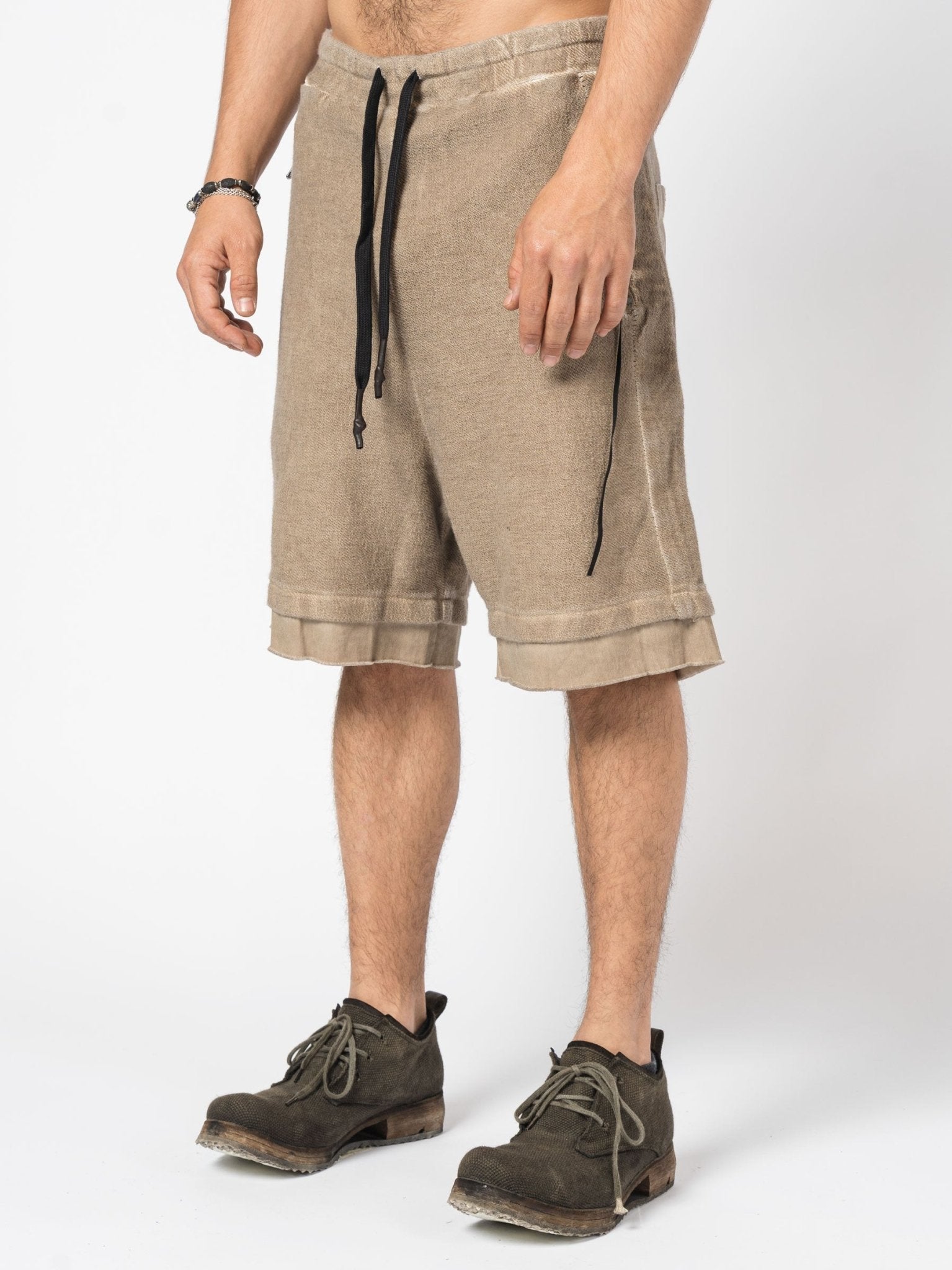 Layered Cotton Terry Shorts - by MD75