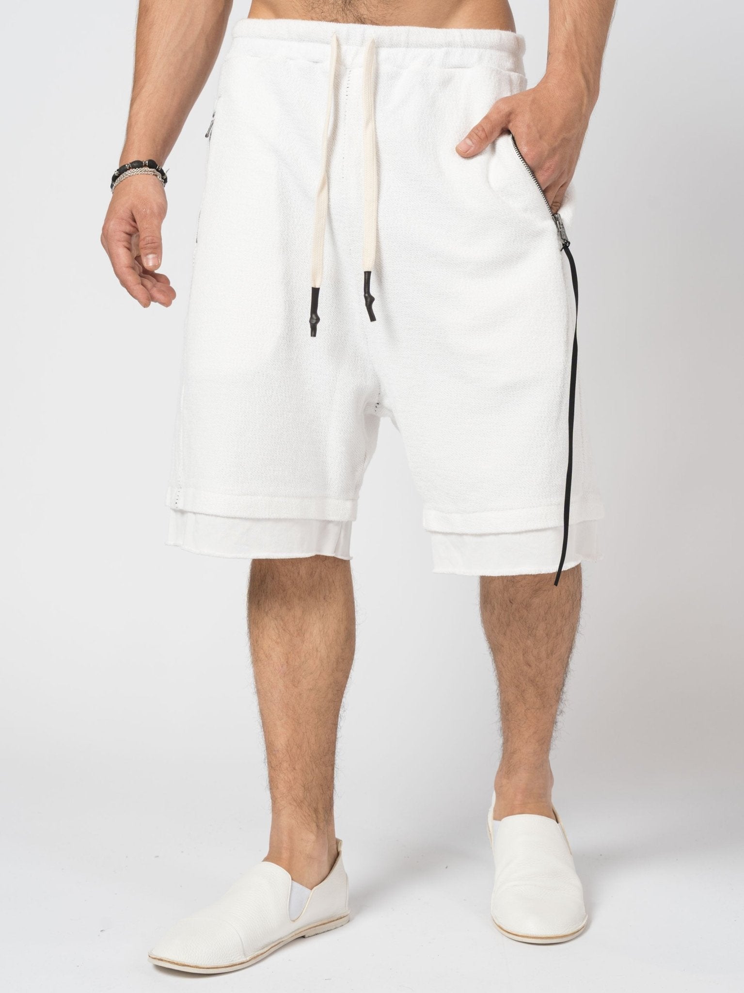 Layered Cotton Terry Shorts - by MD75