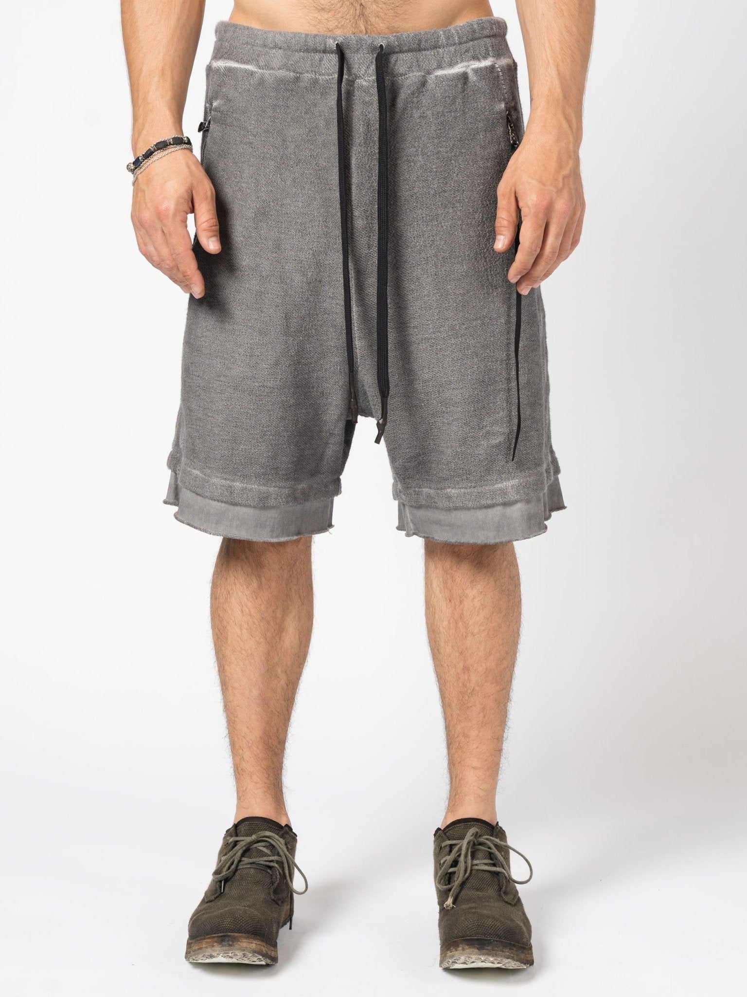 Layered Cotton Terry Shorts - by MD75