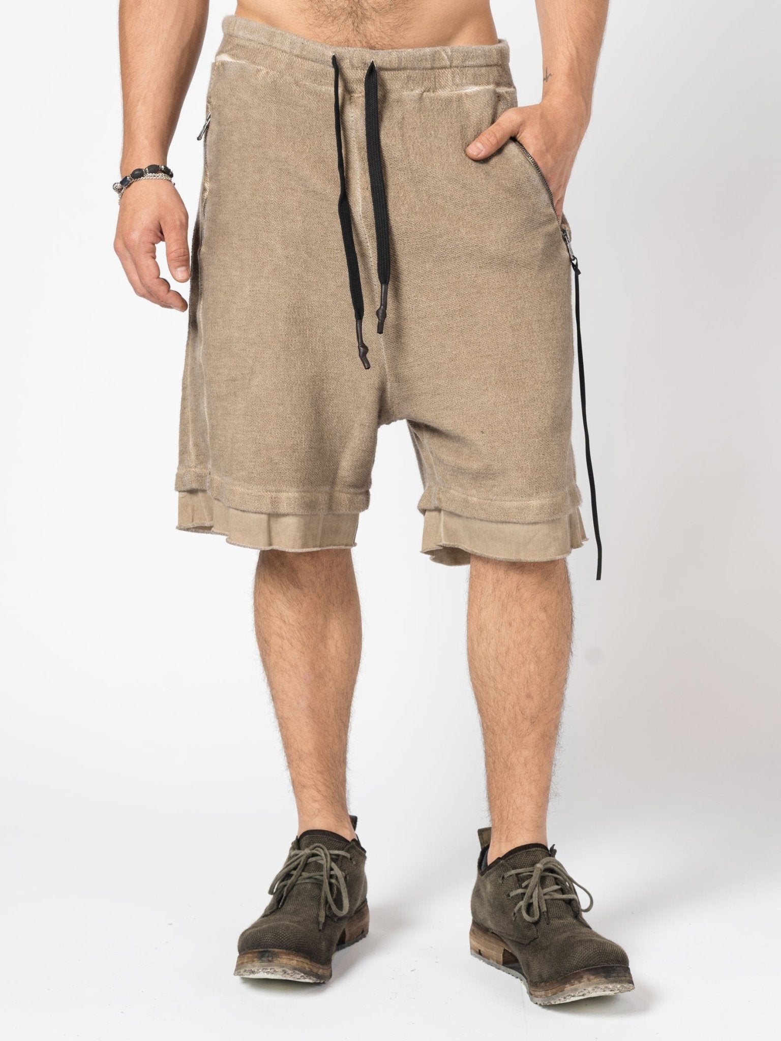 Layered Cotton Terry Shorts - by MD75
