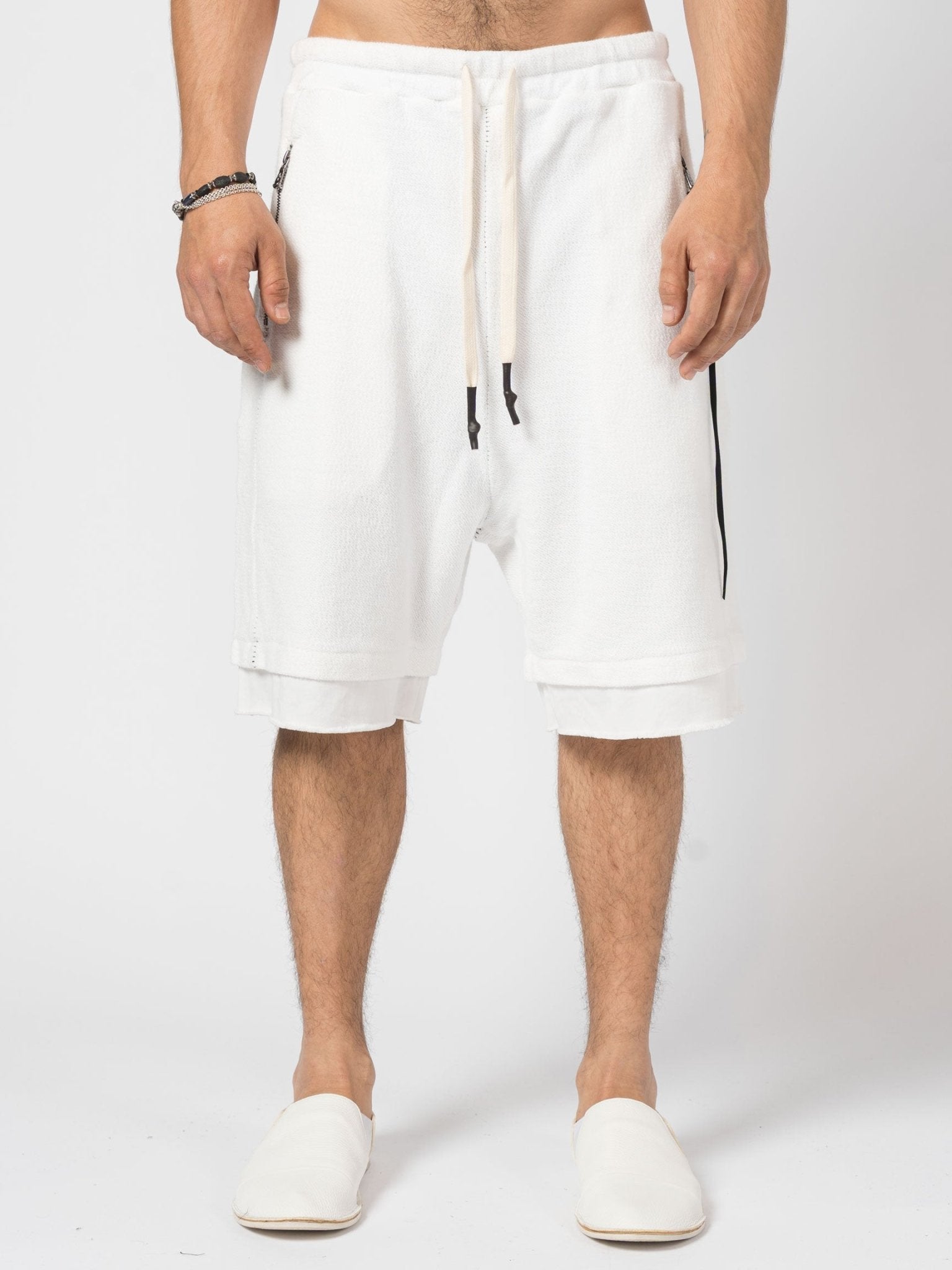 Layered Cotton Terry Shorts - by MD75