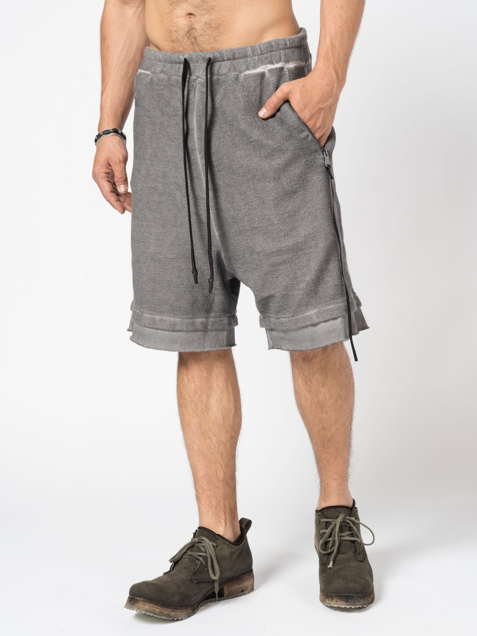Layered Cotton Terry Shorts - by MD75