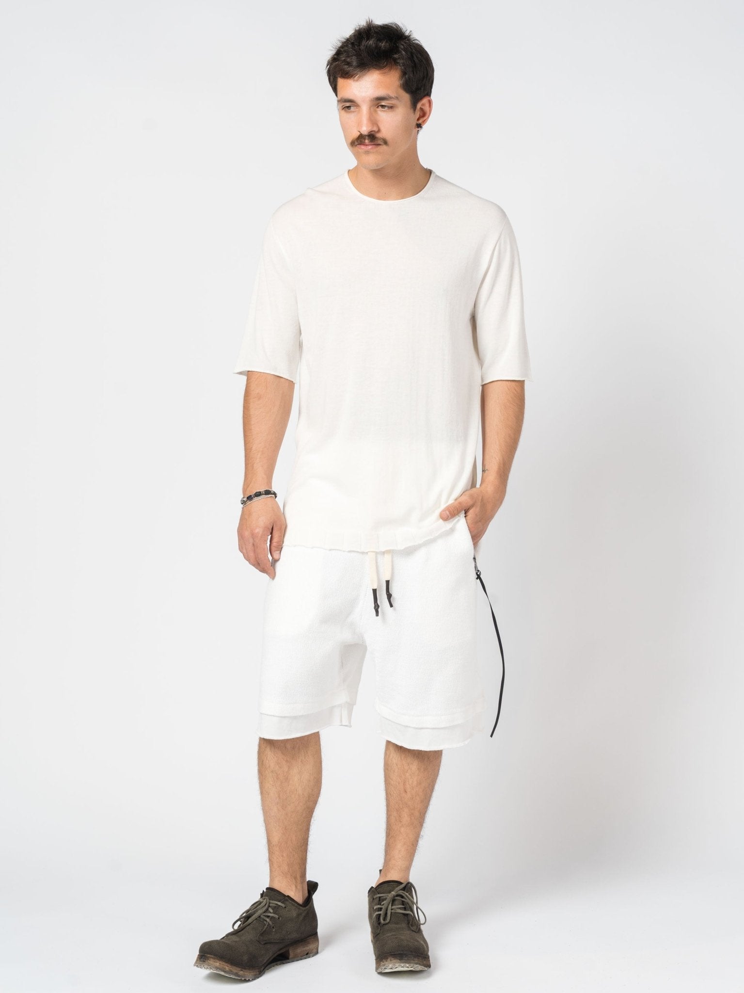 Layered Cotton Terry Shorts - by MD75