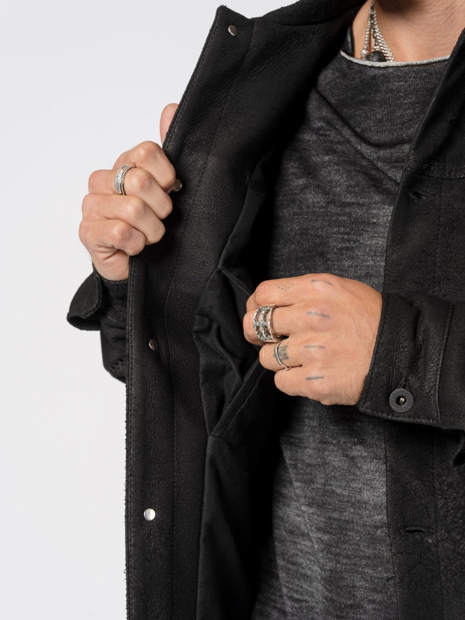 Leather and Wool Mixed - Media Jacket - by MD75