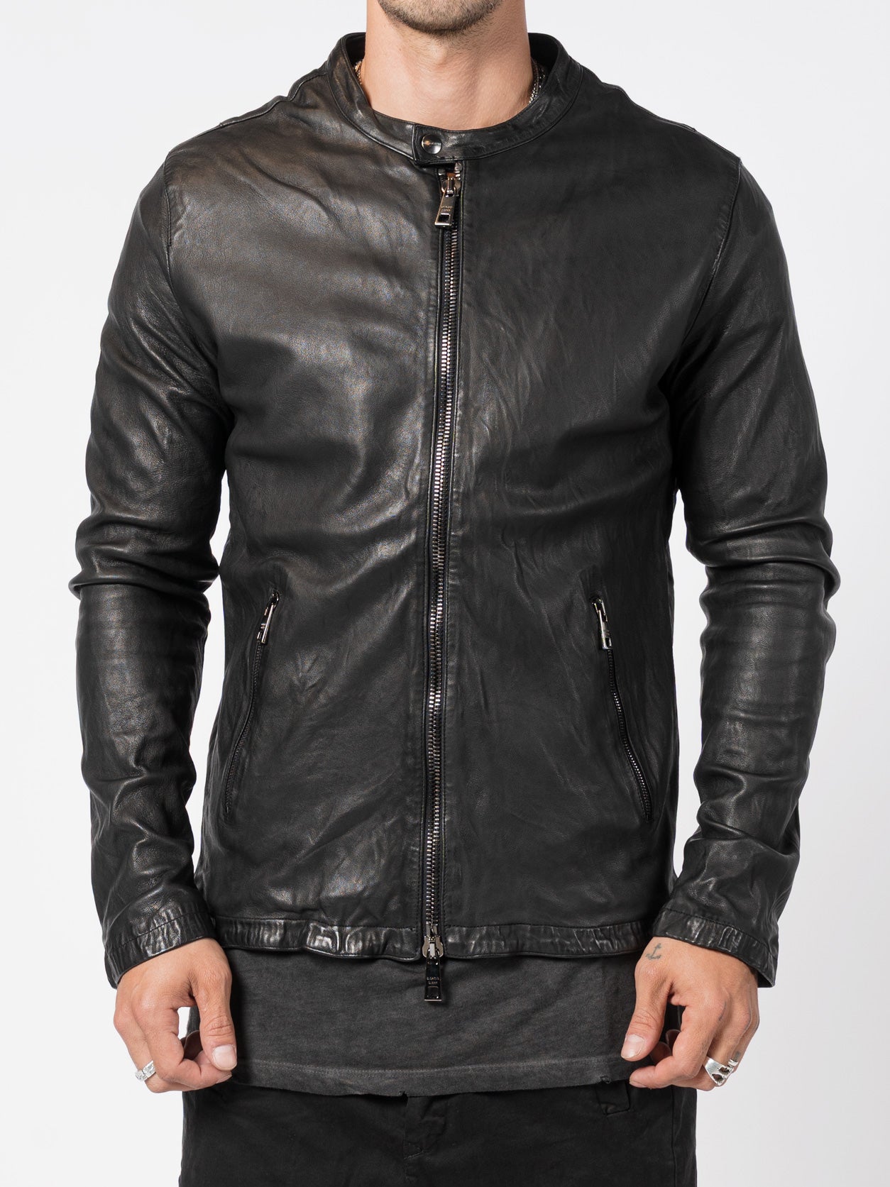 Leather Biker Jacket - by GIORGIO BRATO