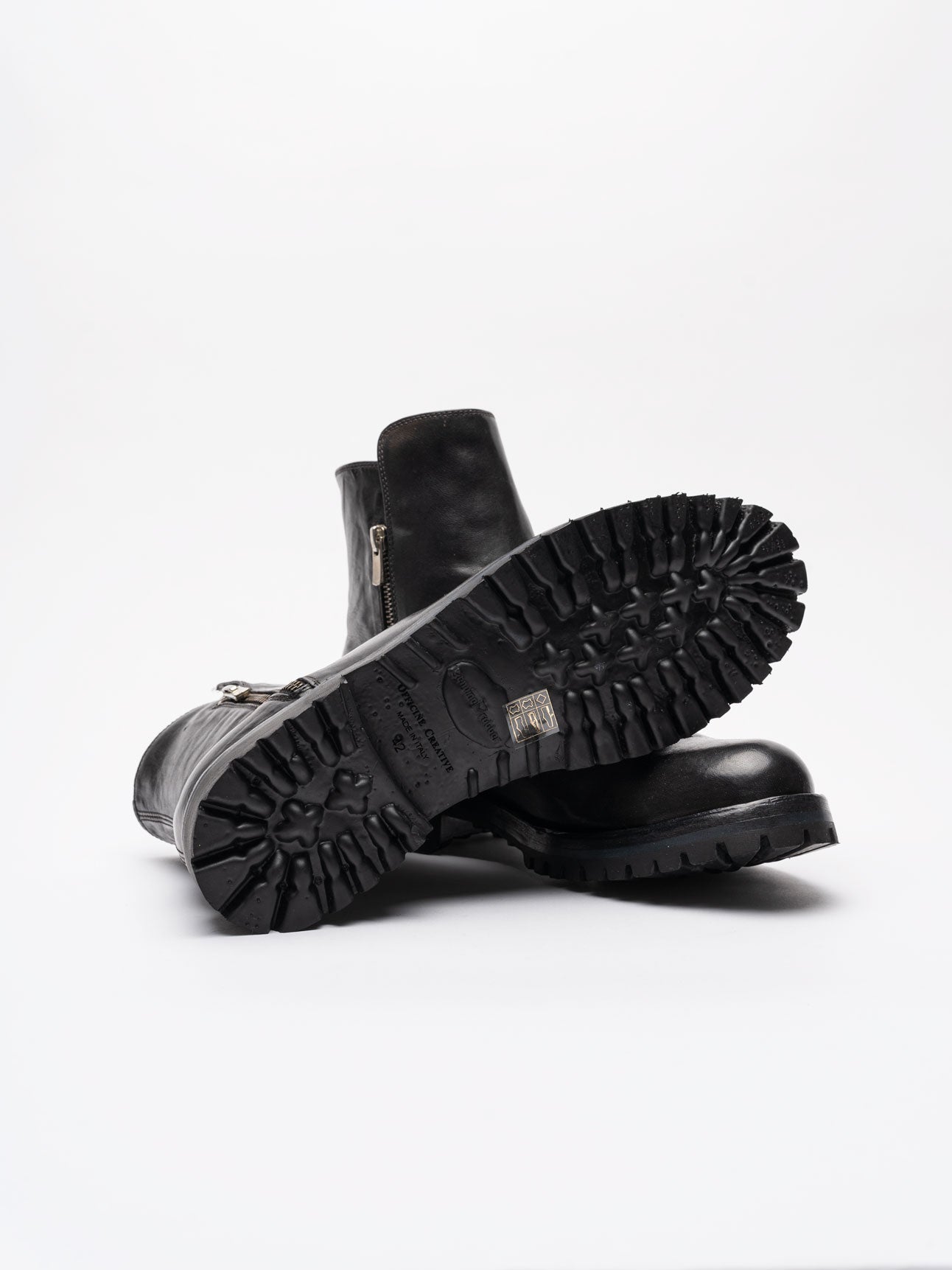 Leather Boots with Zipper - by OFFICINE CREATIVE