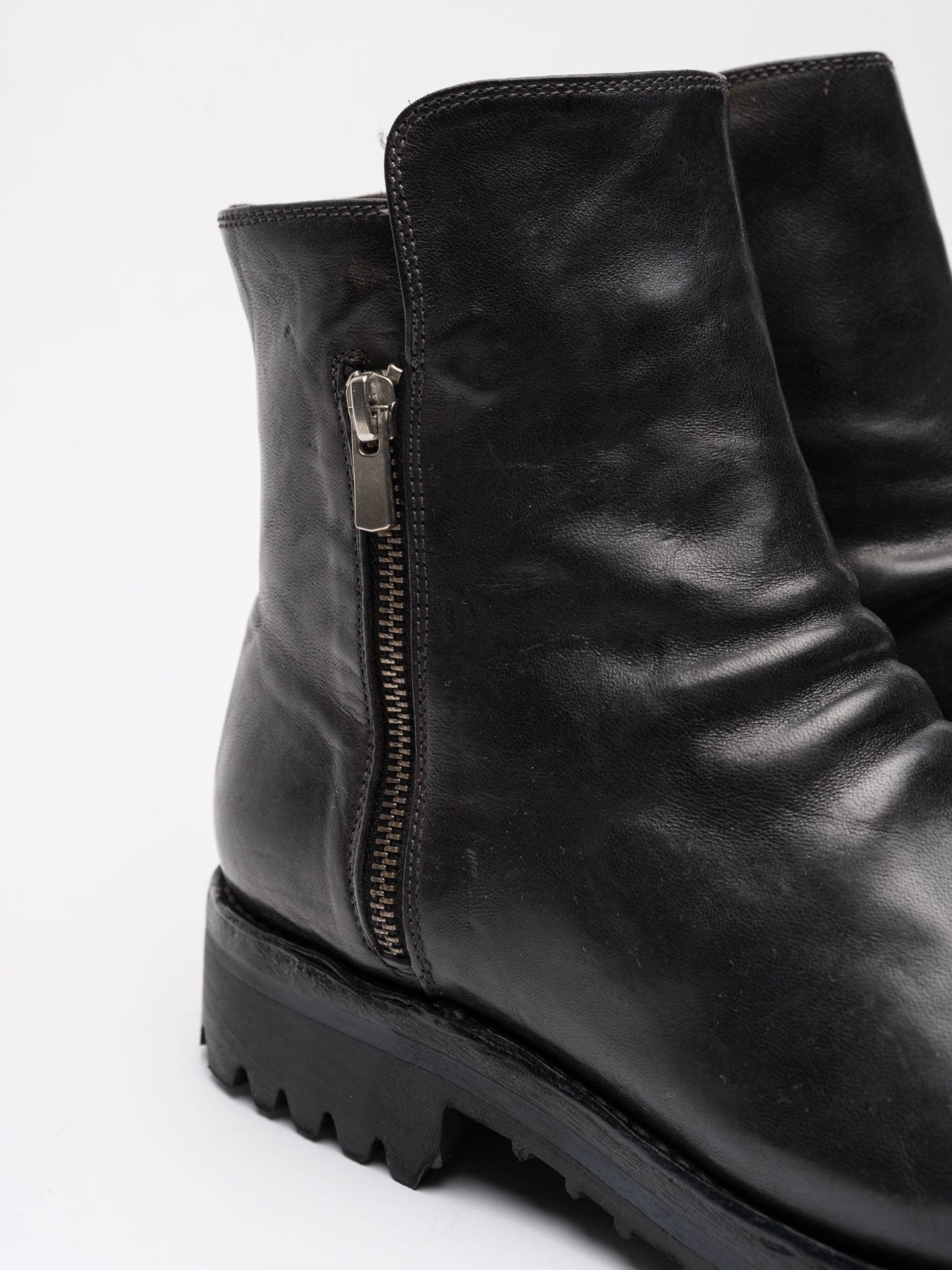 Leather Boots with Zipper - by OFFICINE CREATIVE