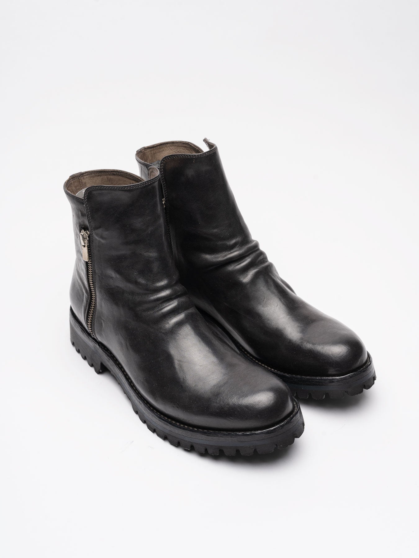 Leather Boots with Zipper - by OFFICINE CREATIVE
