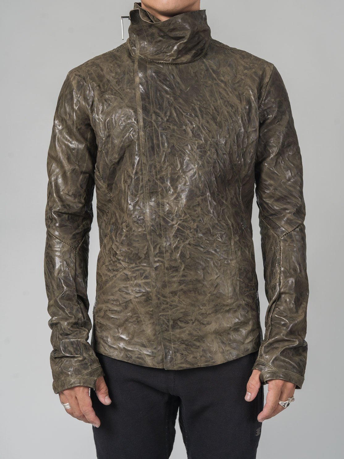 Leather High-Neck Jacket - by ISAAC SELLAM