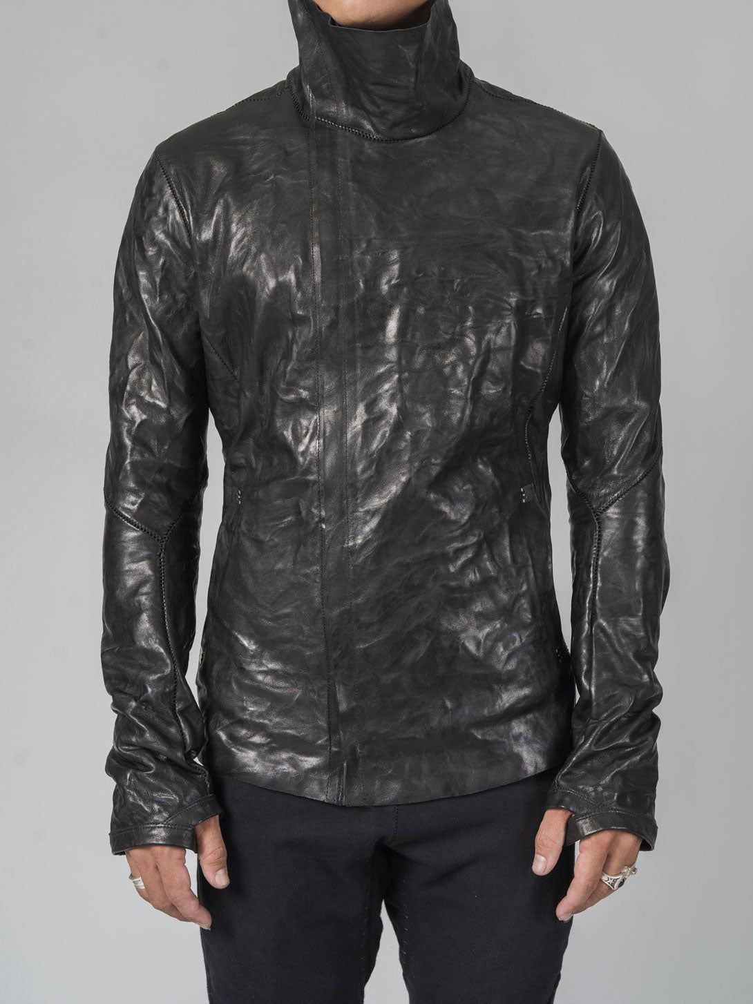 Leather High-Neck Jacket - by ISAAC SELLAM