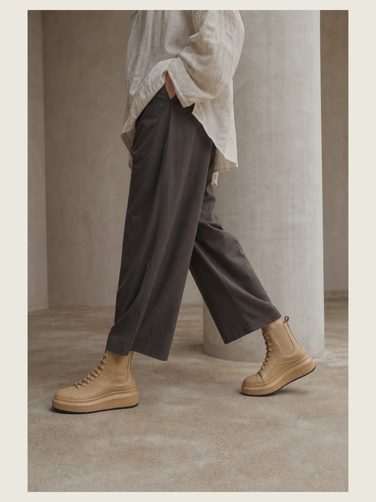Leather High-Top Platform Boot - by OFFICINE CREATIVE