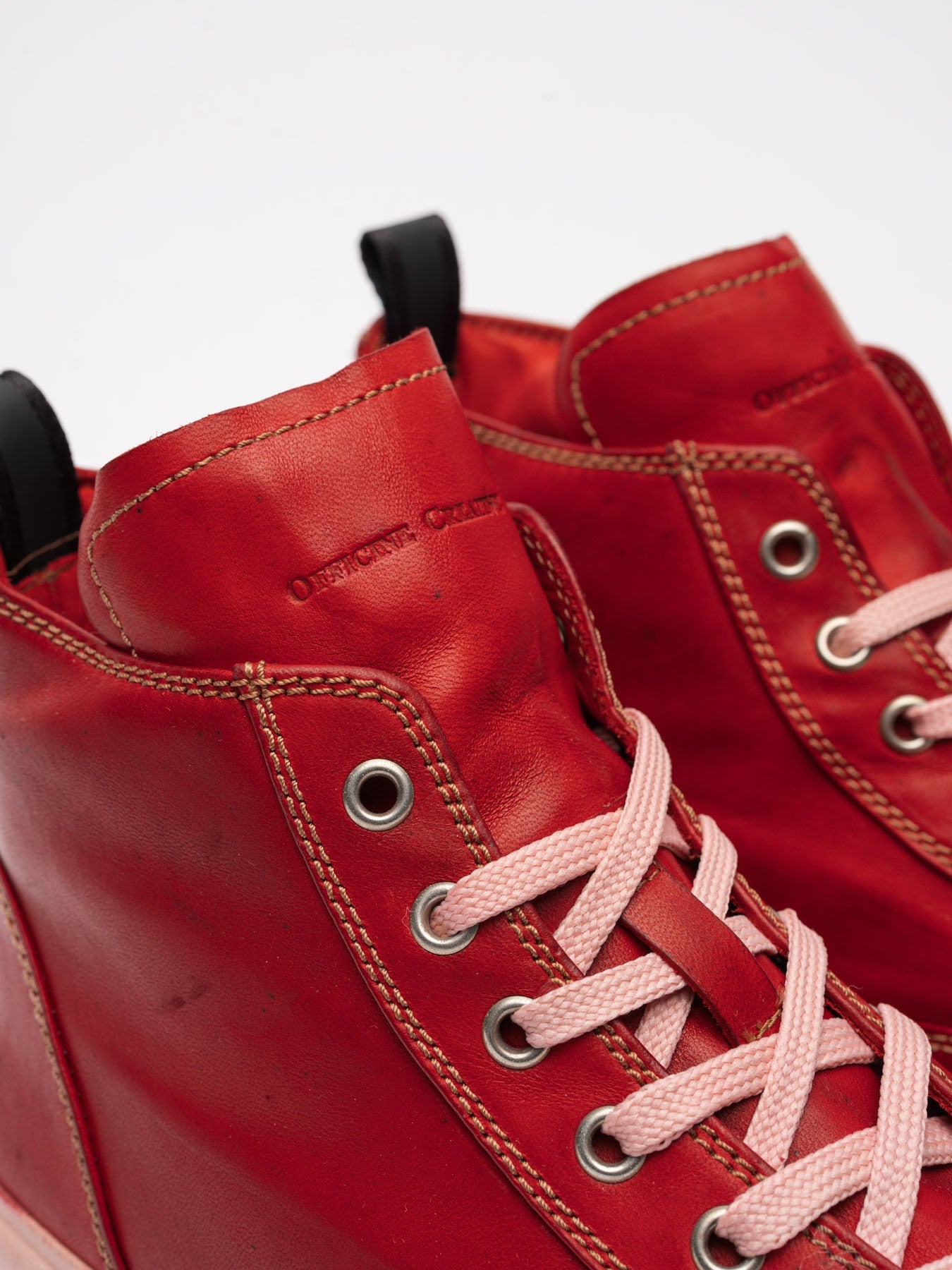 Leather High Top Sneakers - by OFFICINE CREATIVE
