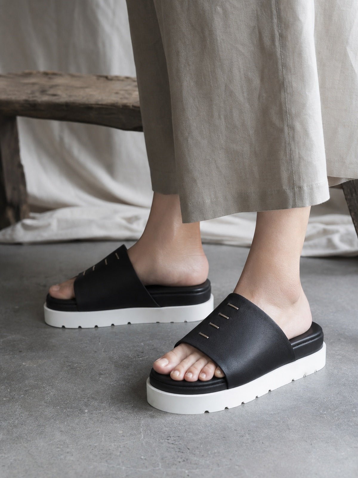 Leather Slide Sandals - by AITO