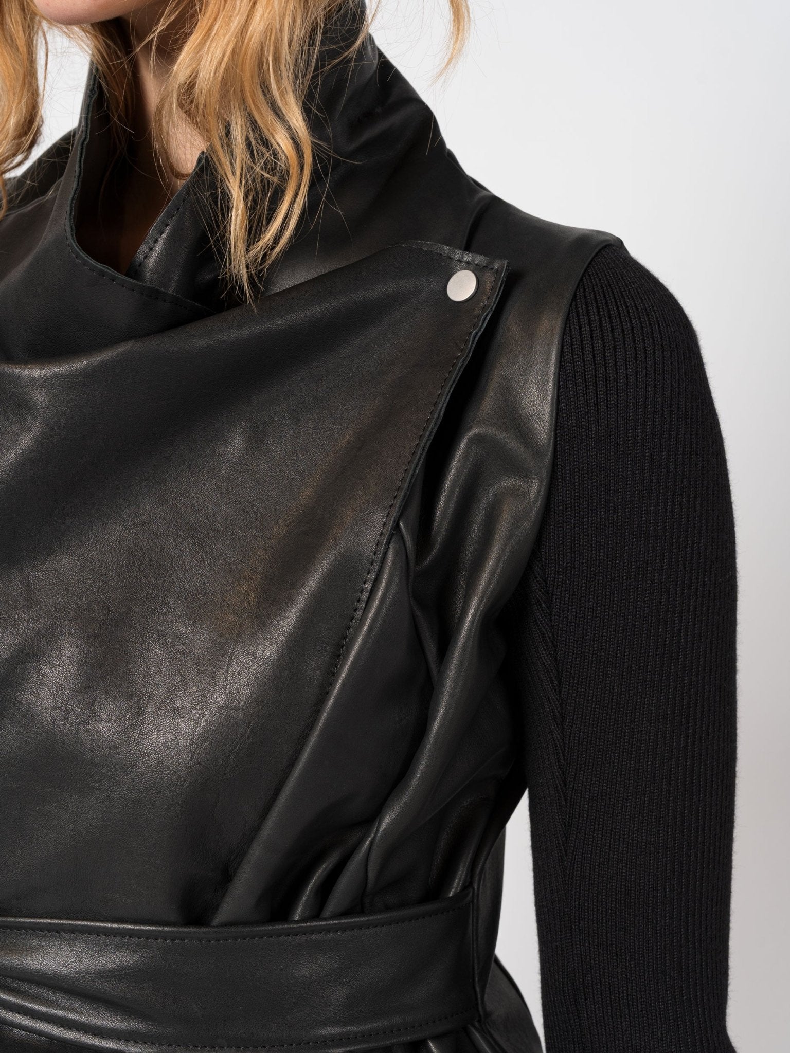 Leather Vest with Wool Sleeves - by 139DEC
