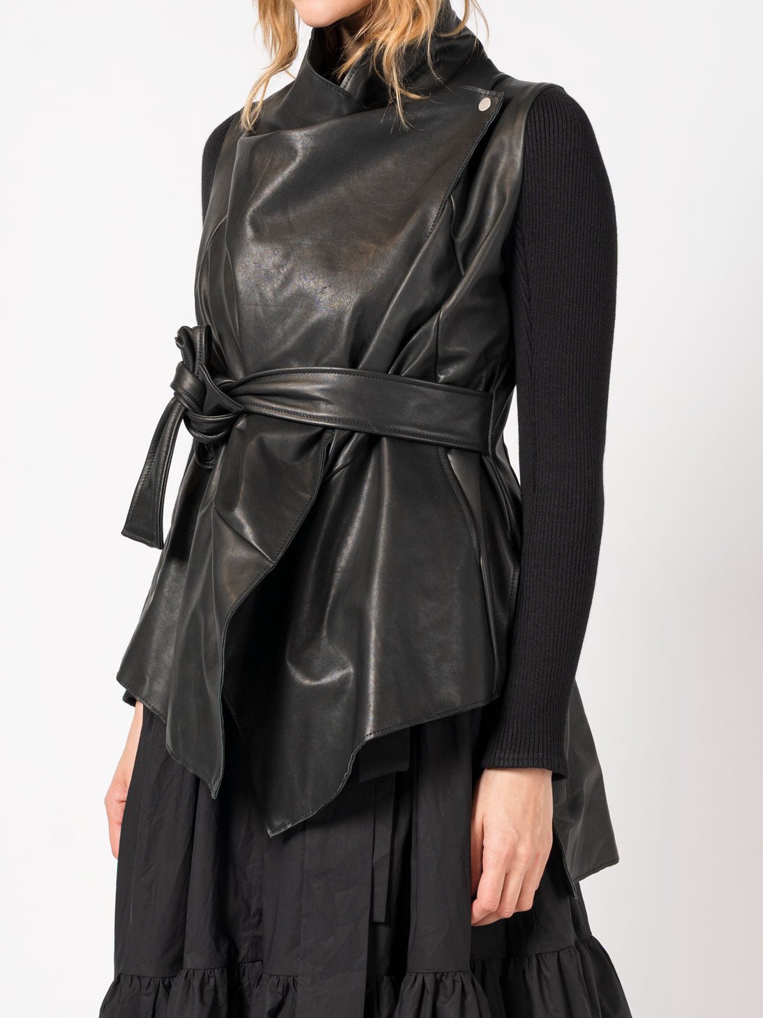 Leather Vest with Wool Sleeves - by 139DEC