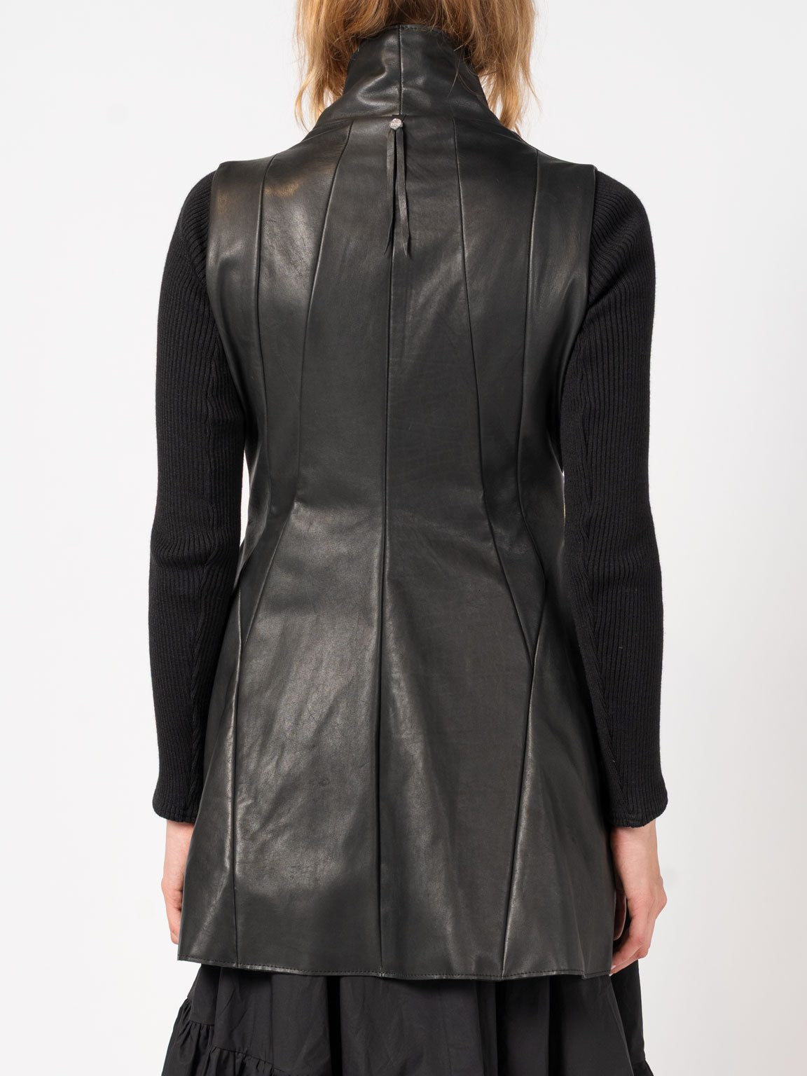 Leather Vest with Wool Sleeves - by 139DEC