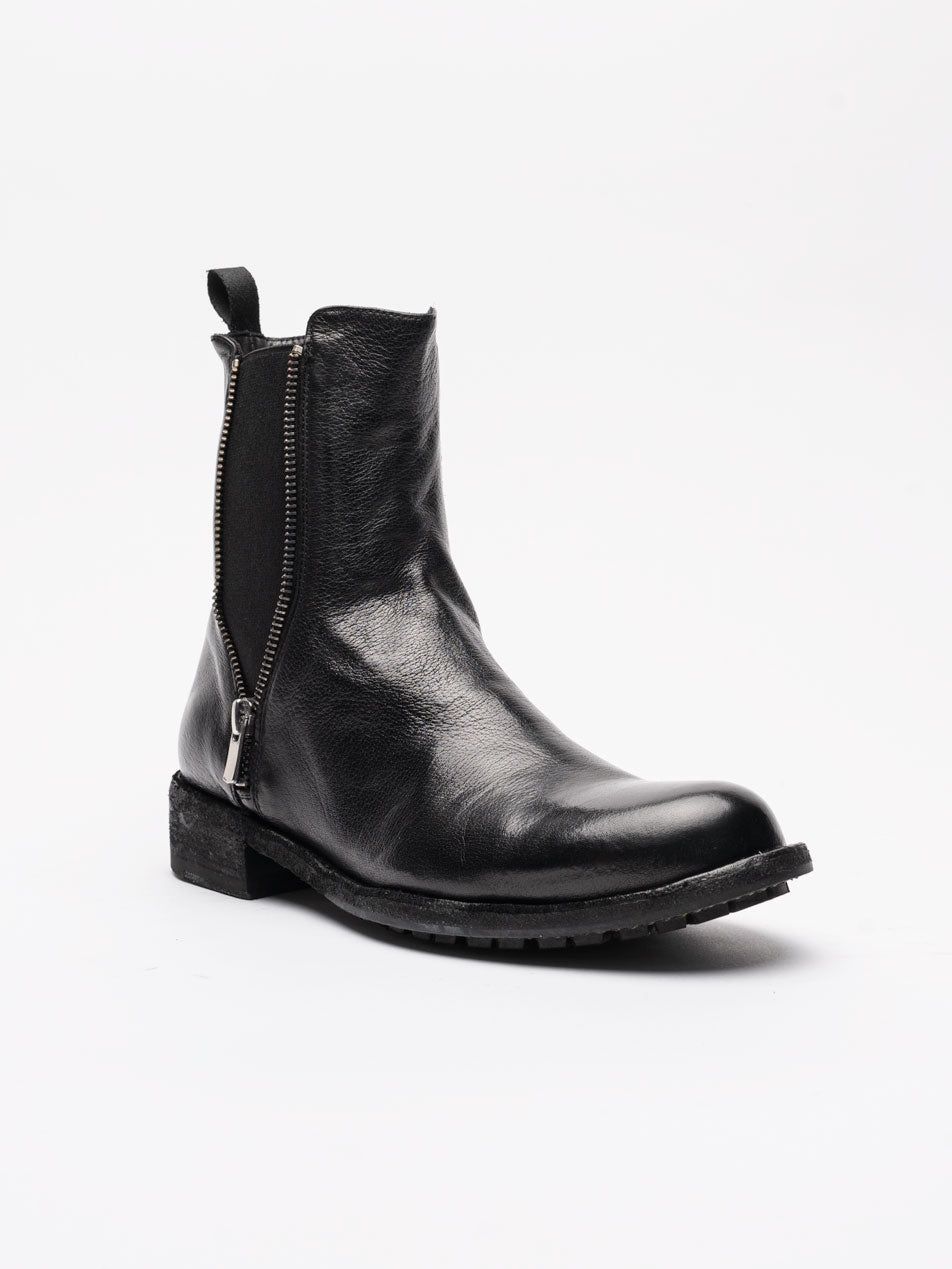 Leather Zip Ankle Boots - by OFFICINE CREATIVE