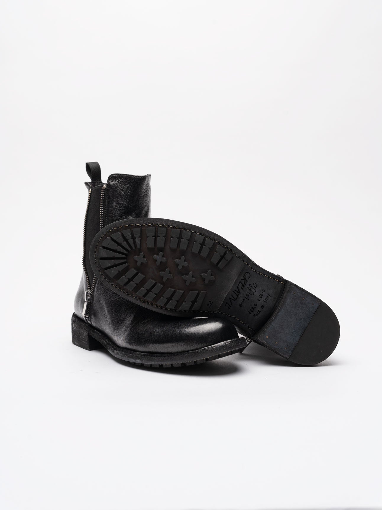 Leather Zip Ankle Boots - by OFFICINE CREATIVE