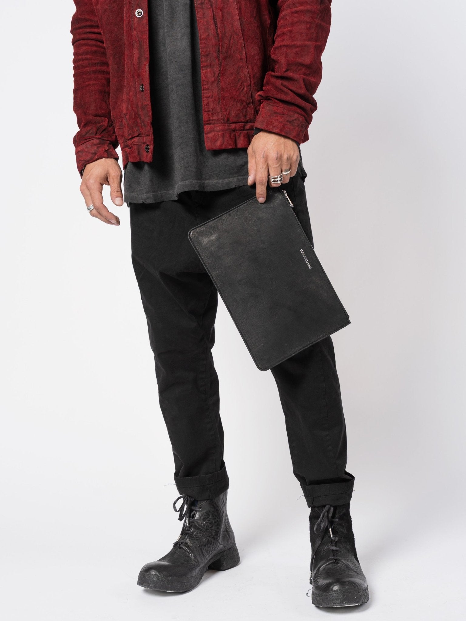 Leather Zipped Clutch - by GIORGIO BRATO