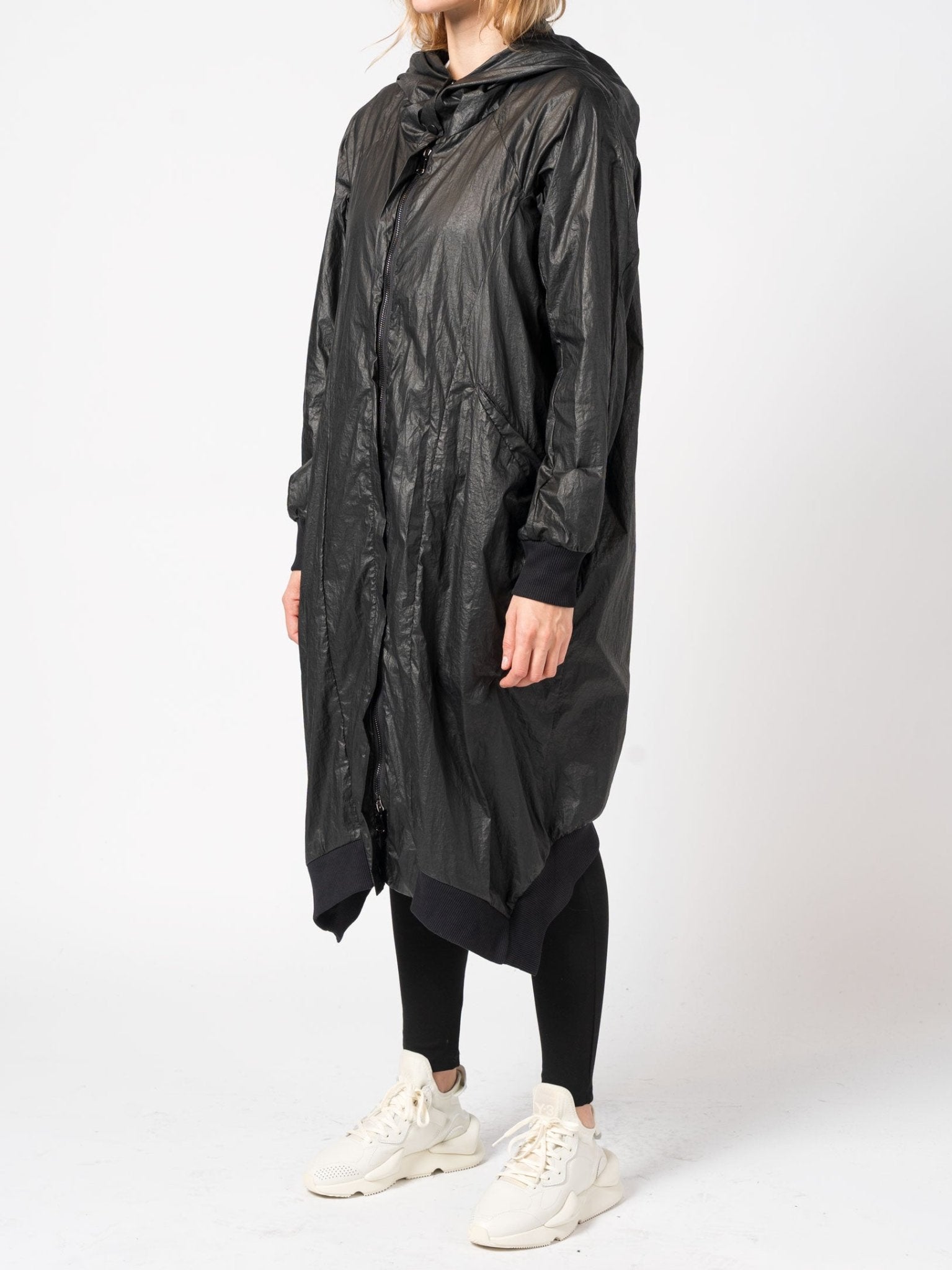 Lightweight Crinkle Nylon Coat with Hood - by 139DEC